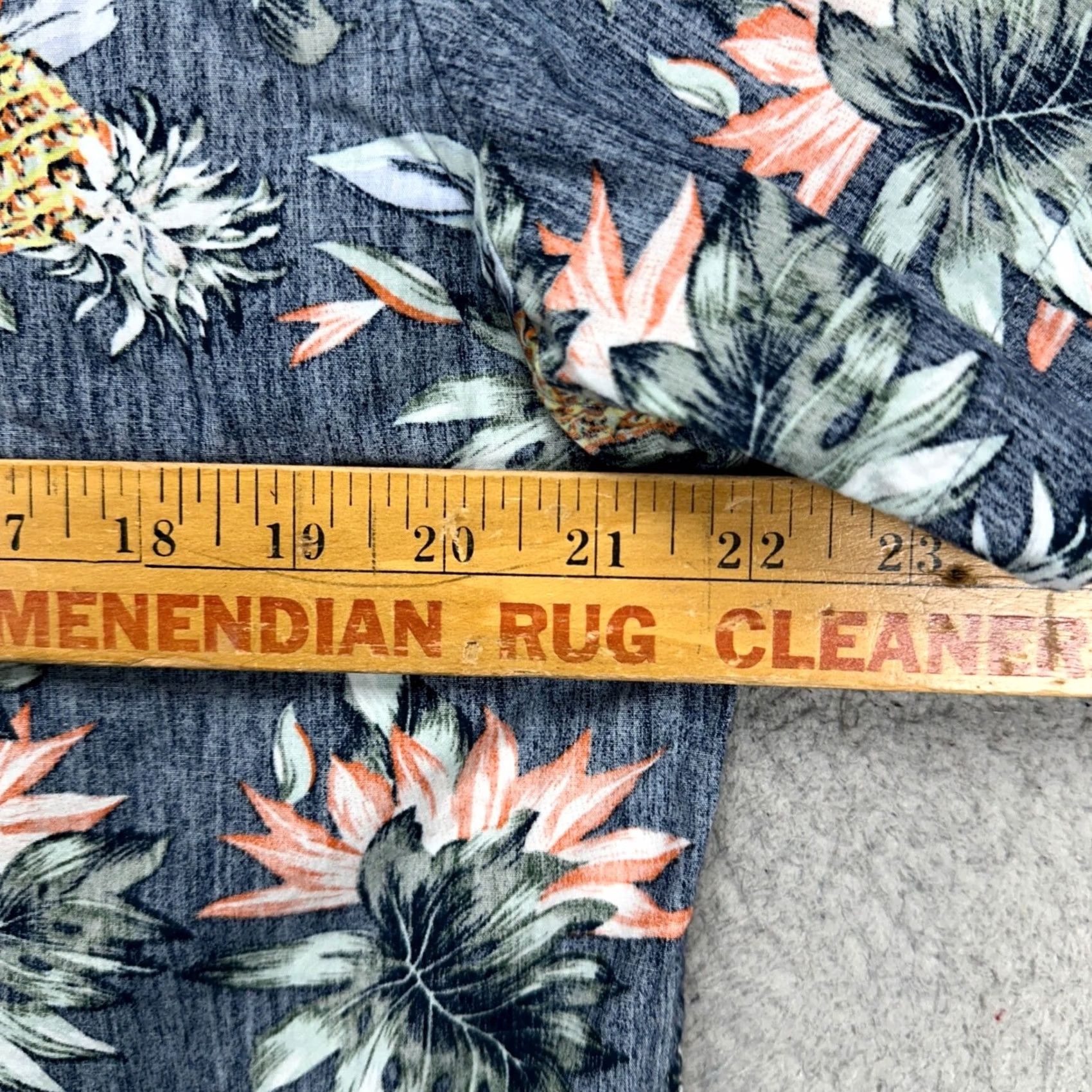 Vintage Denim Flower Mens Hawaiian Shirt Large Navy Pineapple Floral Slim Fit Button Up Size US L / EU 52-54 / 3 - 6 Thumbnail