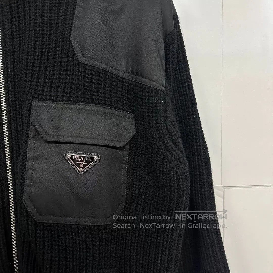 Prada prada black knit jacket with triangle logo. Size US L / EU 52-54 / 3 - 3 Thumbnail