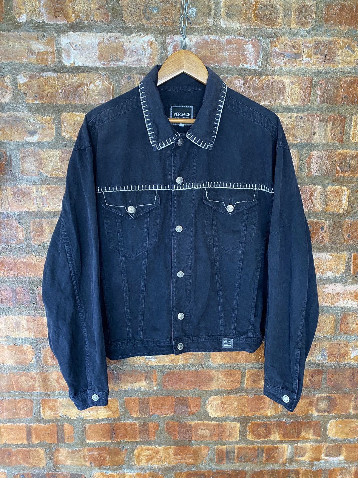 Versace × Versace Jeans Couture × Versus Versace 90s Versace Contra Stitch Detailing Jacket Size US L / EU 52-54 / 3 - 3 Thumbnail