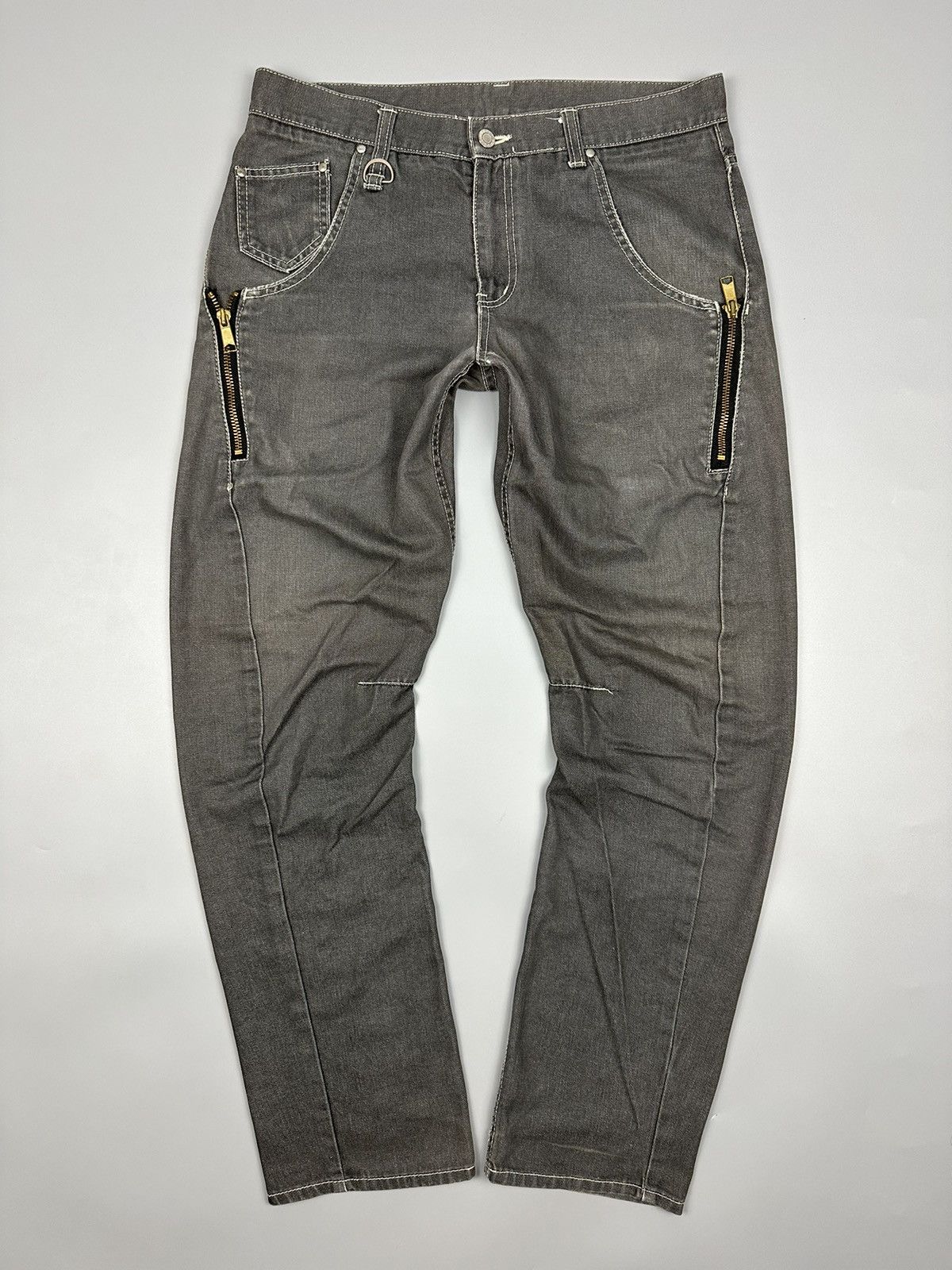 If Six Was Nine × Le Grande Bleu (L.G.B.) Japanese Unbrand Curve Leg Zipper Jeans Size US 33 - 1 Thumbnail
