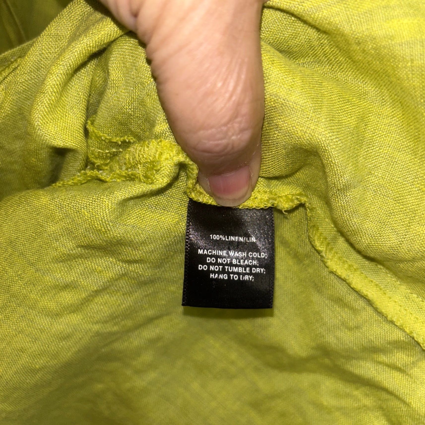Vintage Lafayette 148 New York Linen Button Up 3/4 Sleeve Top Shirt 12 Chartreuse Collar Womens Blouse Light Breathable Size XL / US 12-14 / IT 48-50 - 6 Thumbnail