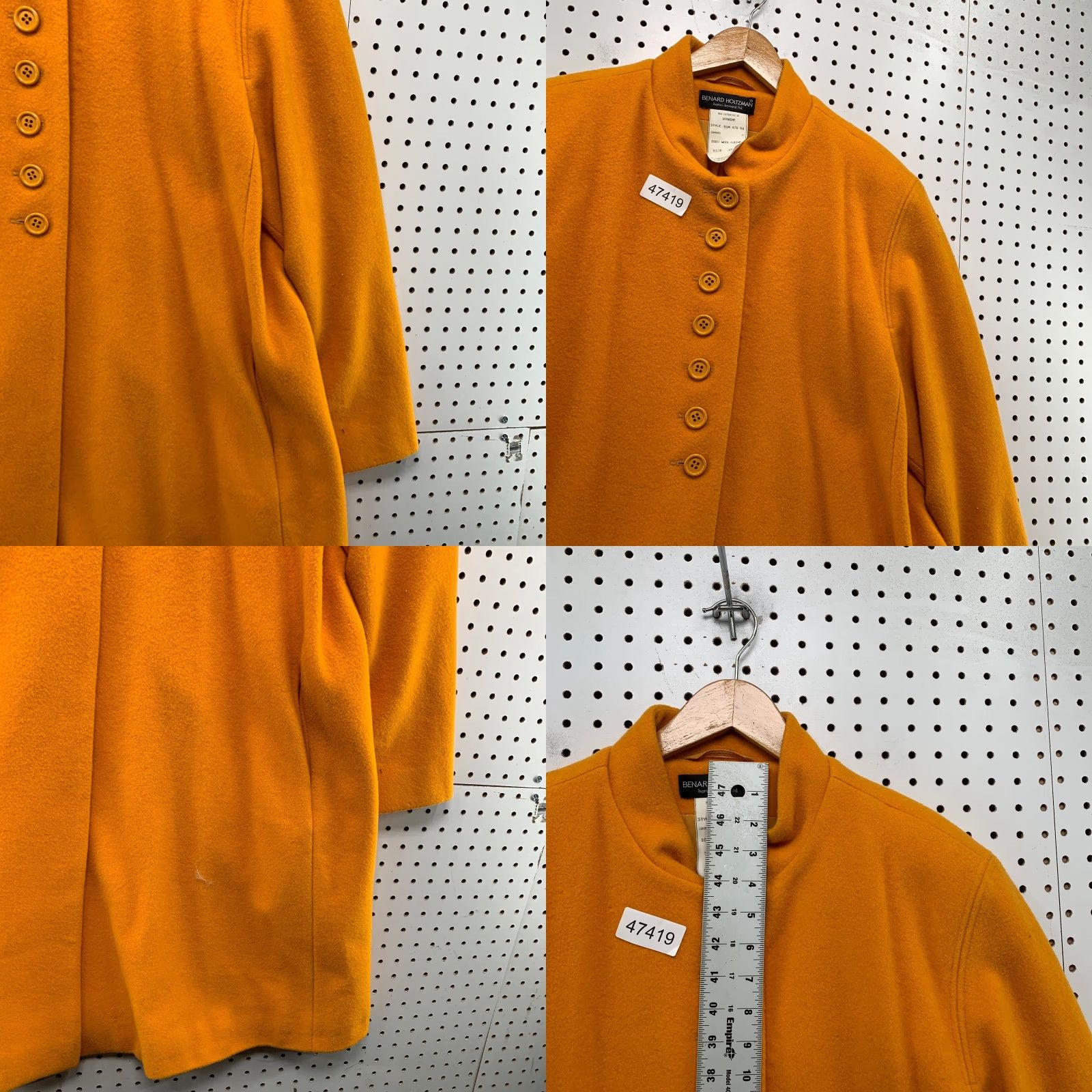 Vintage VINTAGE Benard Holtzman Harve Benard 100% Wool Button Coat Women 16 Yellow Orange Jacket Coat Overcoat Long Sleeve Winter Fall Casual Denim? Size XXL / US 16-18 / IT 52-54 - 8 Thumbnail