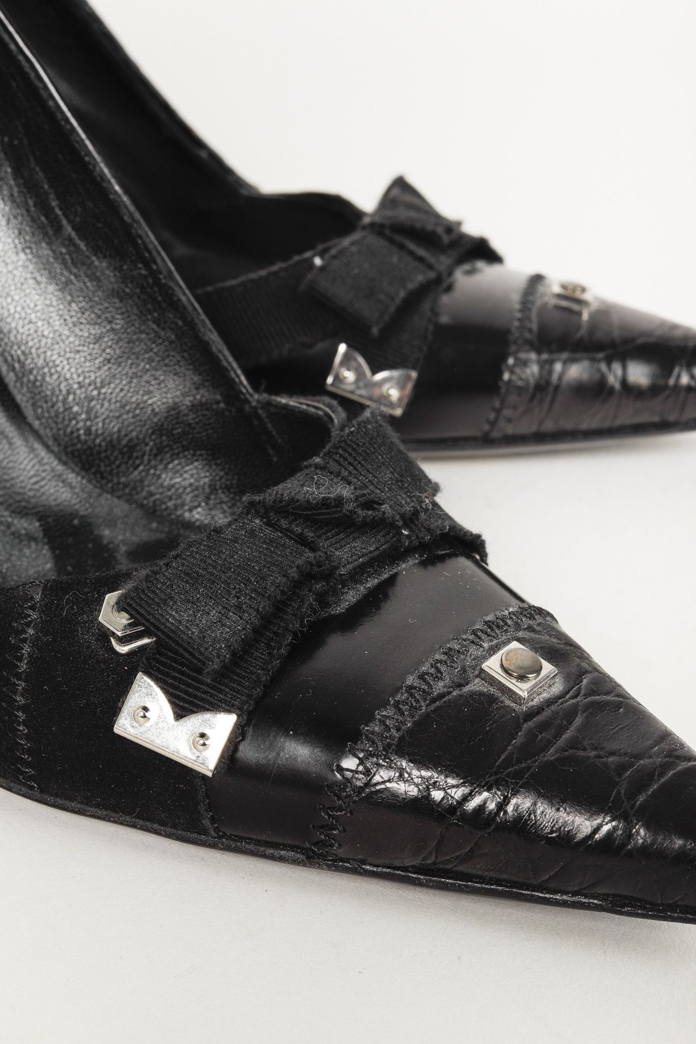 Prada Prada Black Tool Embellished Ribbon Trim Pumps Size US 8 / IT 38 - 7 Thumbnail