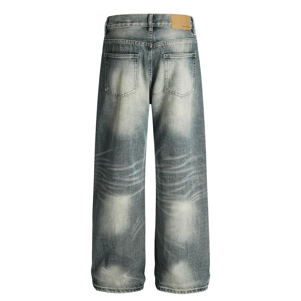Jean Men's retro punk washed all-match casual distressed jeans Size US 32 / EU 48 - 2 Thumbnail