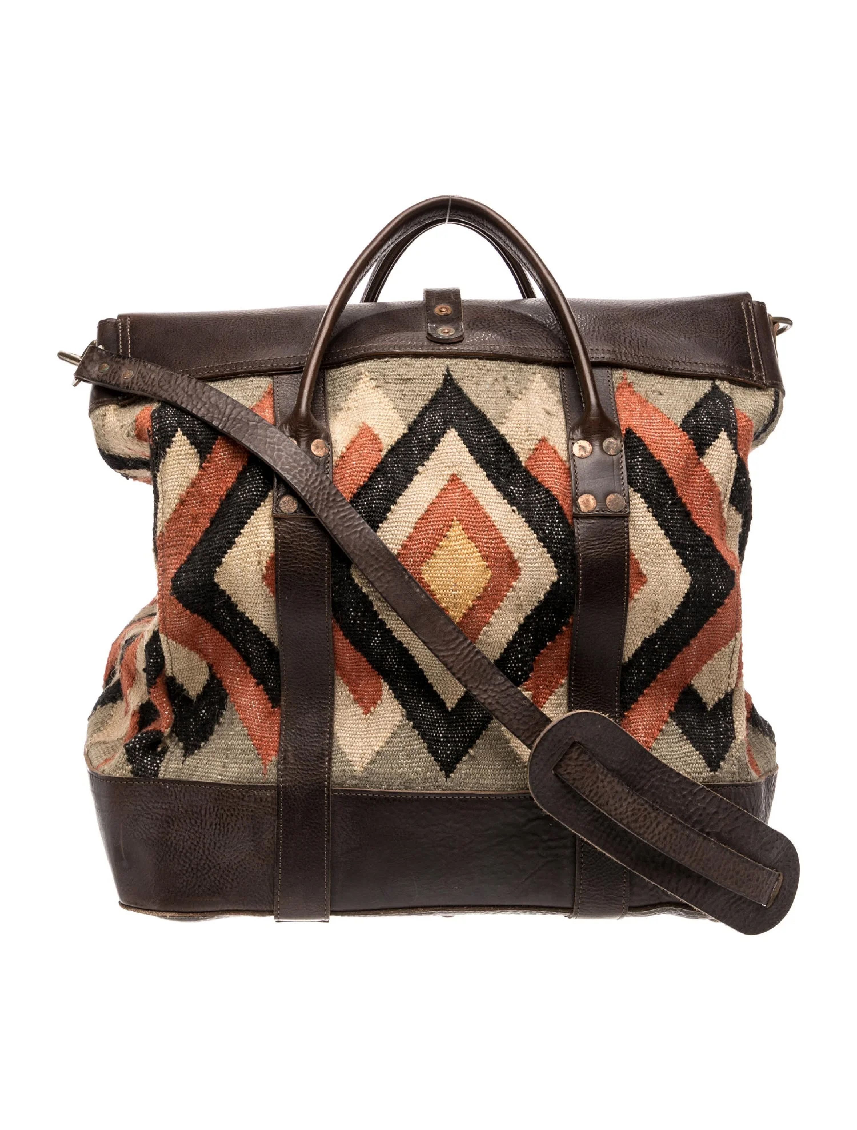 RRL Ralph Lauren RRL Double RL Navajo Blanket-Style Leather Duffel Bag Size ONE SIZE - 3 Thumbnail