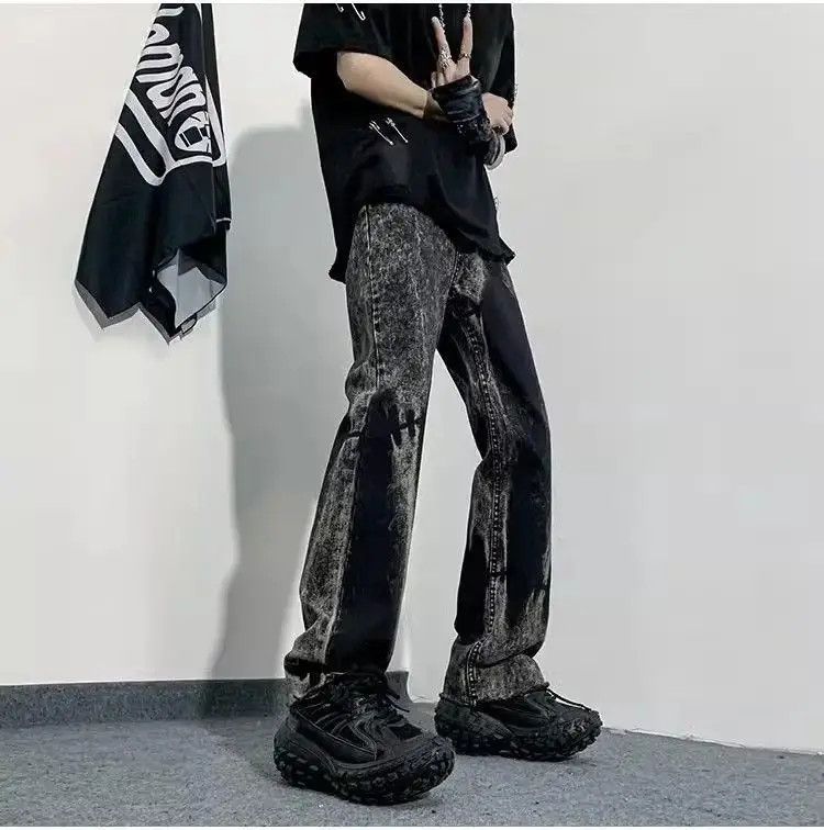Japanese Brand Retro casual tie dyed raw edge jeans Size US 30 / EU 46 - 6 Thumbnail