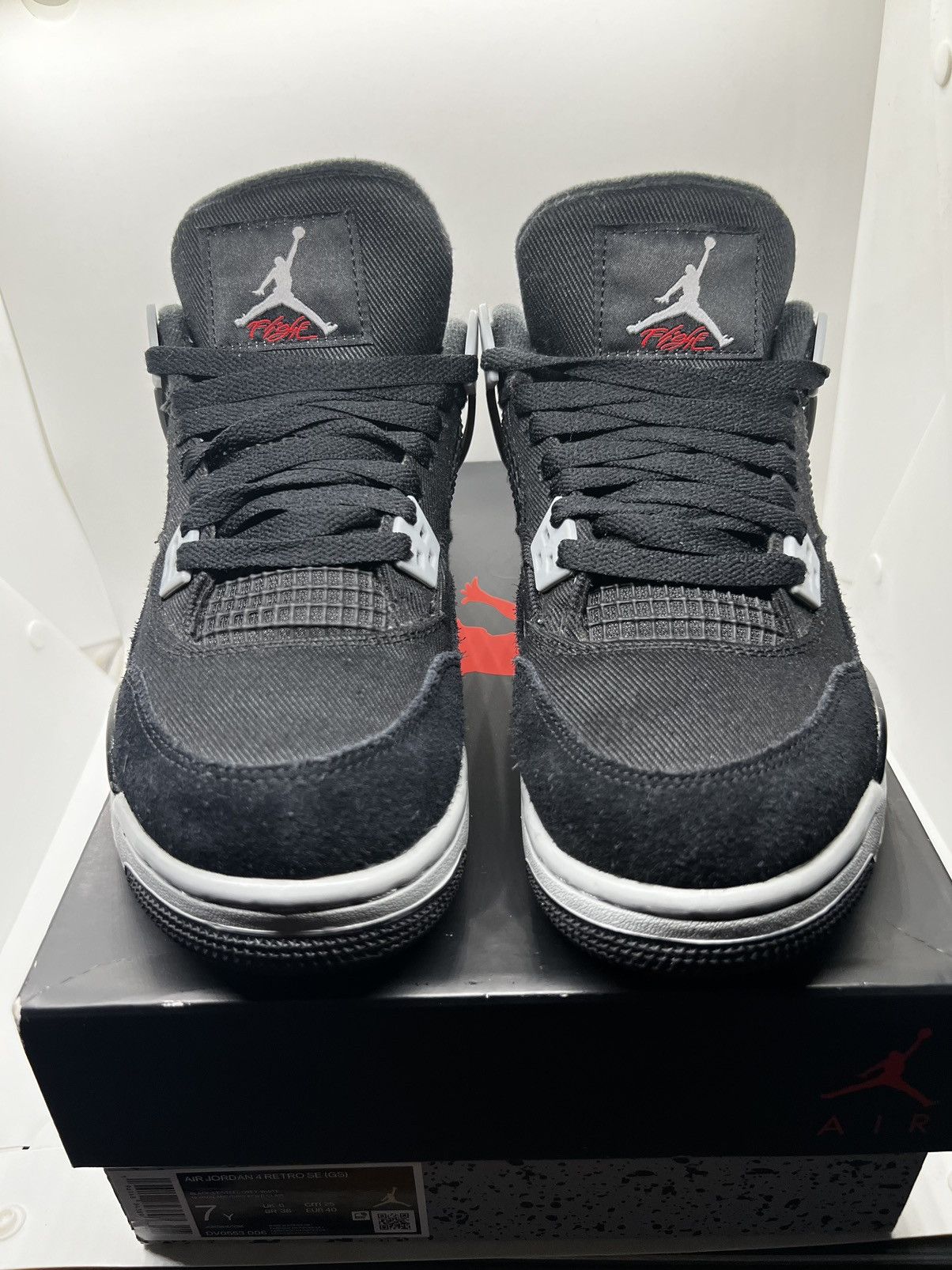 Jordan Brand Air Jordan 4 Retro SE Black Canvas (GS) Size US 7 / EU 40 - 2 Thumbnail