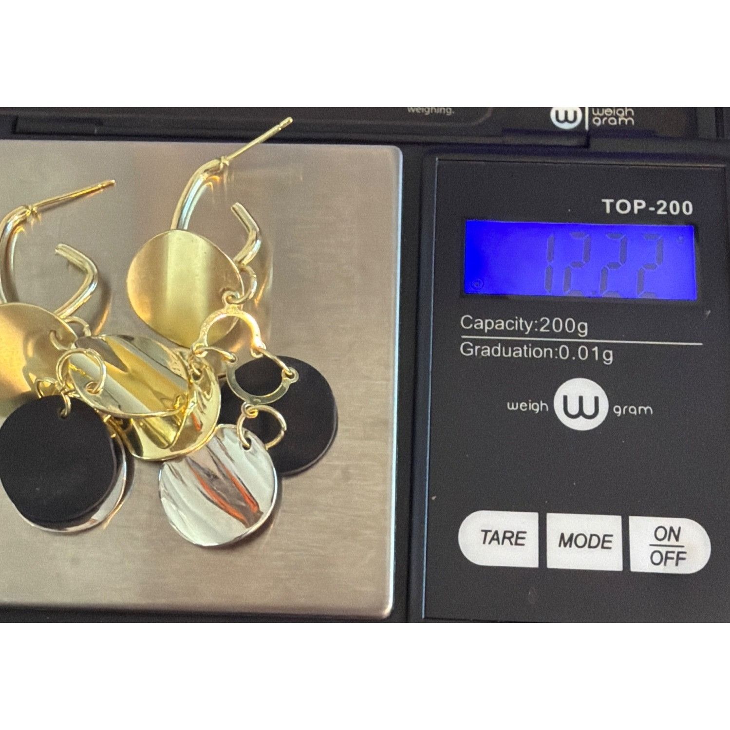 Other Gold Tone Mixed Metal Earrings Hoops Wavy Discs Circles Pier Size ONE SIZE - 4 Thumbnail