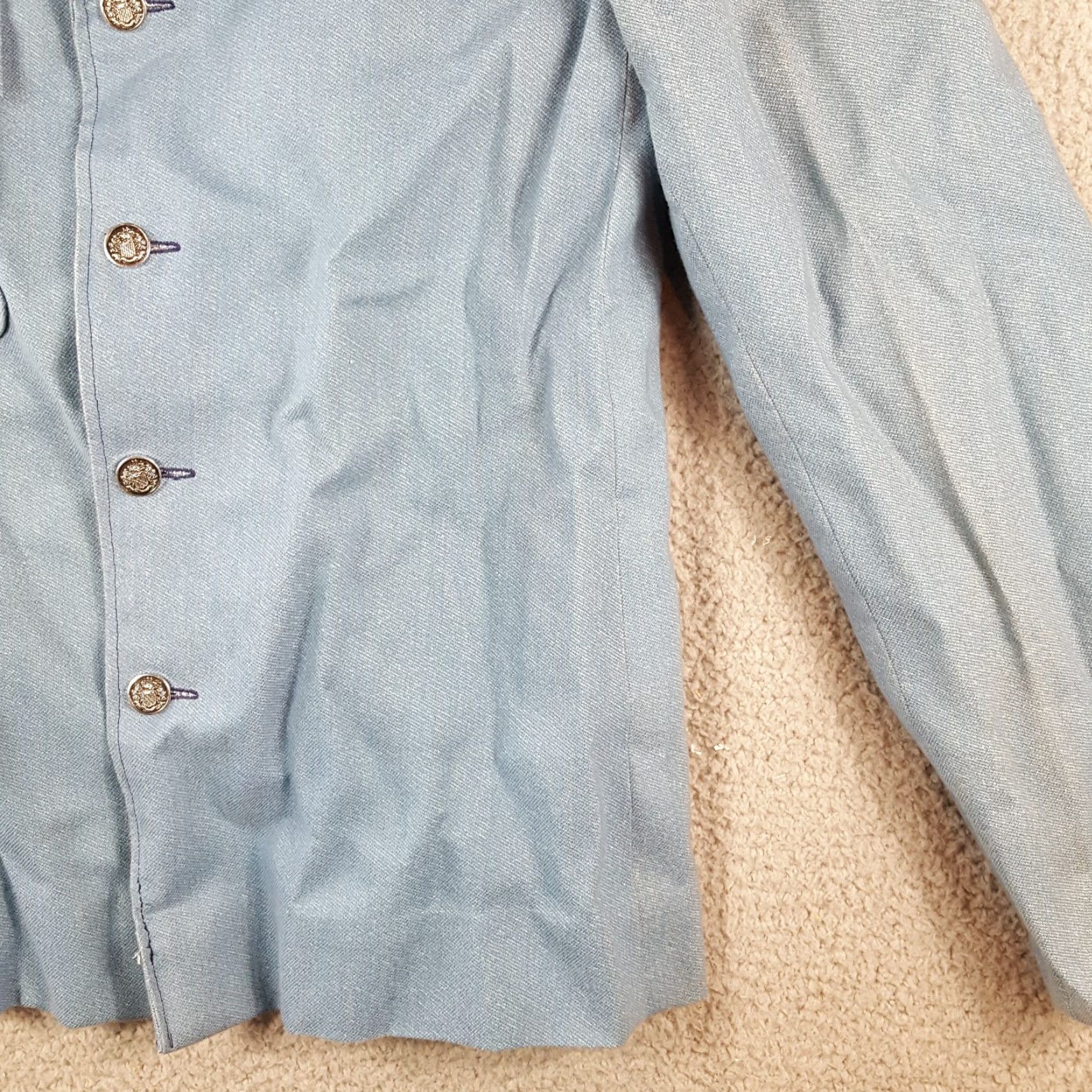 Denime Vintage 80s Chambray Denim Military Womens Small Button Sportscoat Blazer Jacket Size S / US 4 / IT 40 - 6 Thumbnail