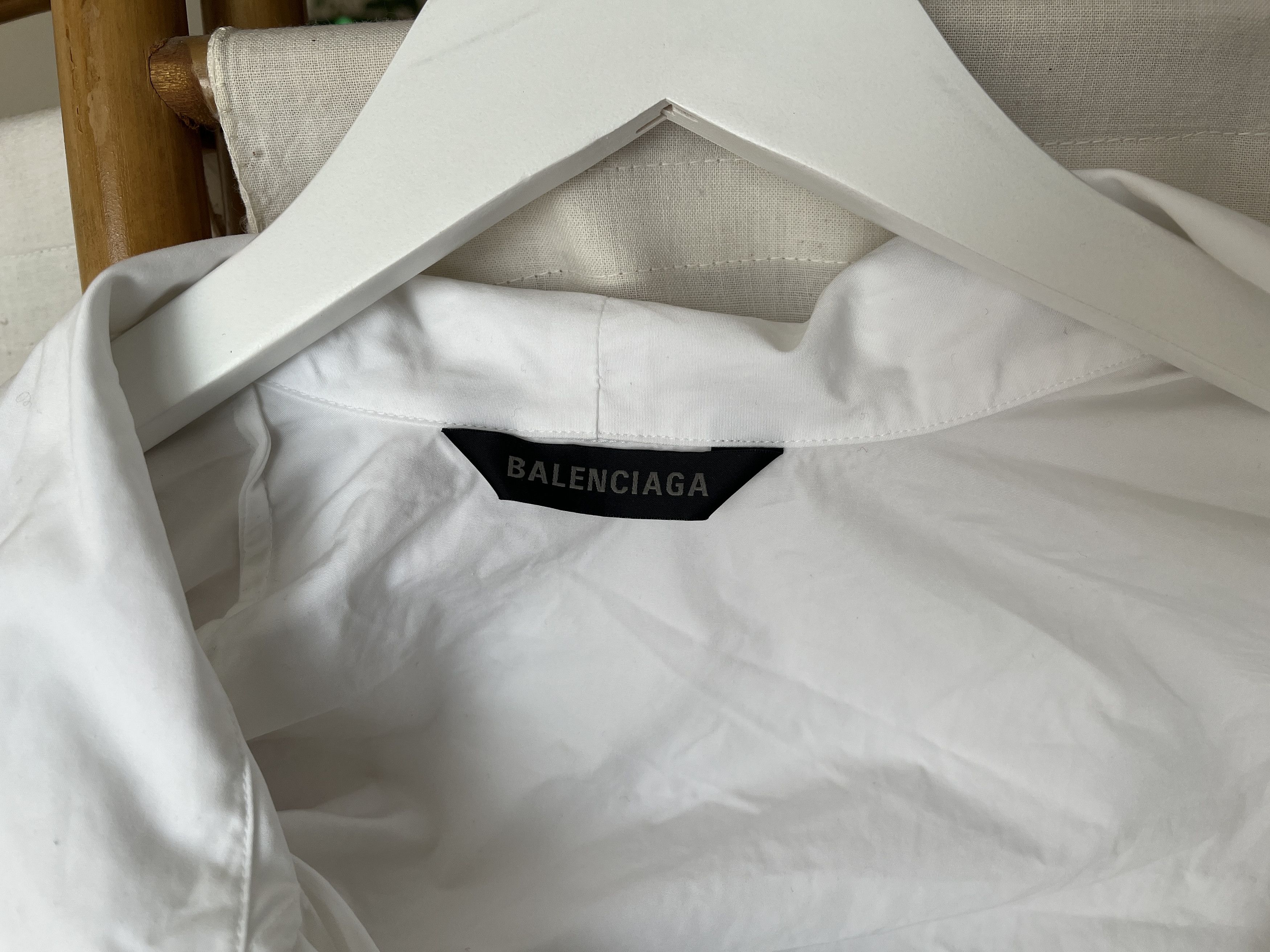 Balenciaga Balenciaga White Drape Collar Cotton Blouse. Small Size XS / US 0-2 / IT 36-38 - 2 Thumbnail