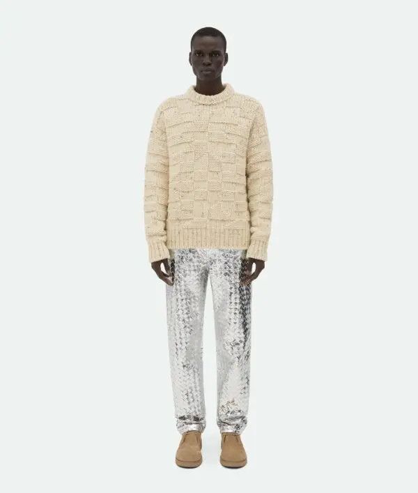 Bottega Veneta o1n1vont1224 Heavy Intreccio Graphic Wool Sweaters in Beige Size US XS / EU 42 / 0 - 1 Thumbnail