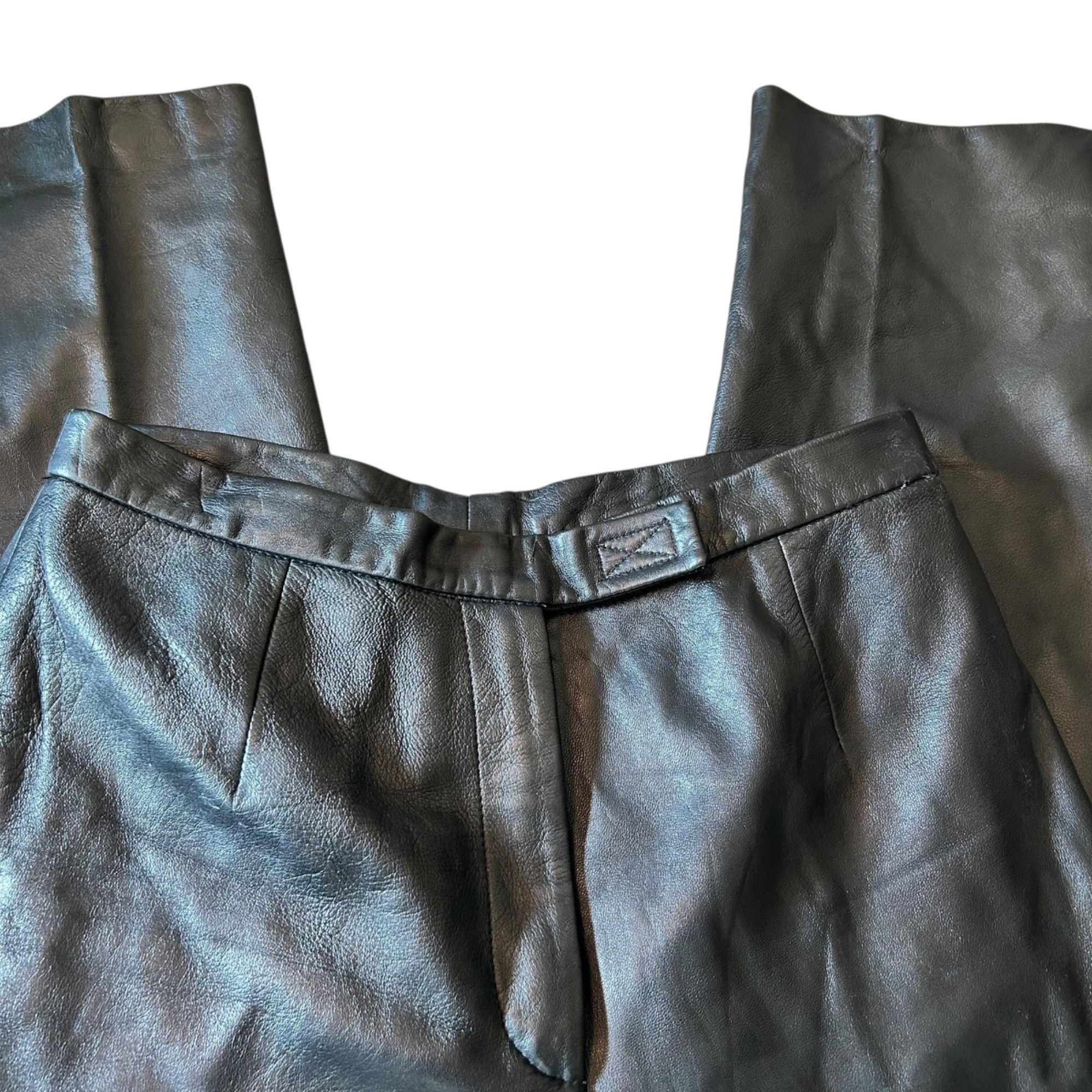 Vintage Vintage Jacqueline Ferrar Leather Straight Leg High Rise Edg Size 34" / US 12 / IT 48 - 3 Thumbnail