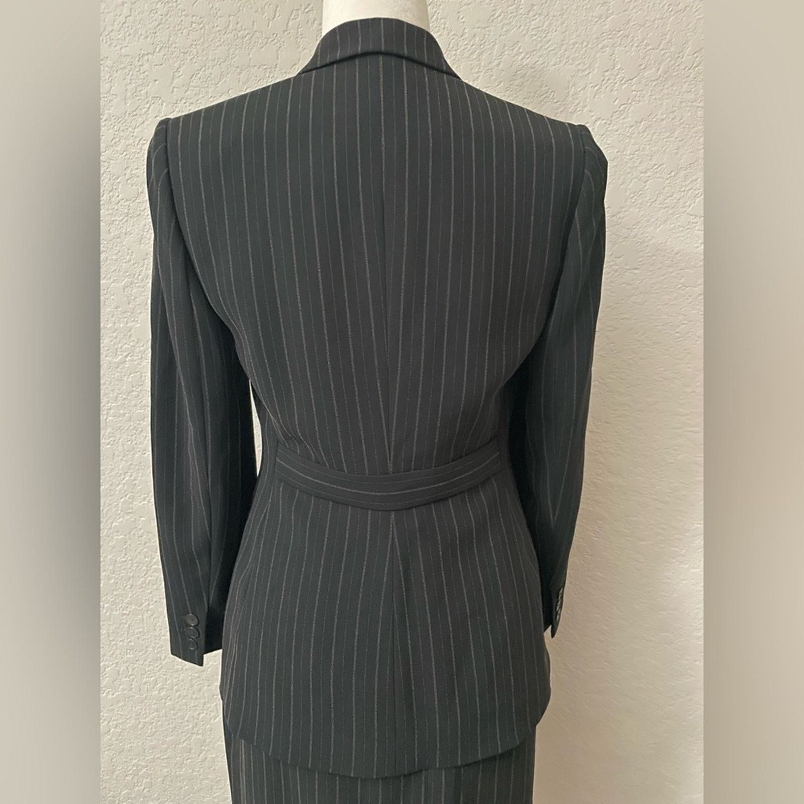 Ann Taylor Ann Taylor Black Pinstripe Blazer (2P) Skirt (6P) Suit Set Size ONE SIZE - 5 Thumbnail