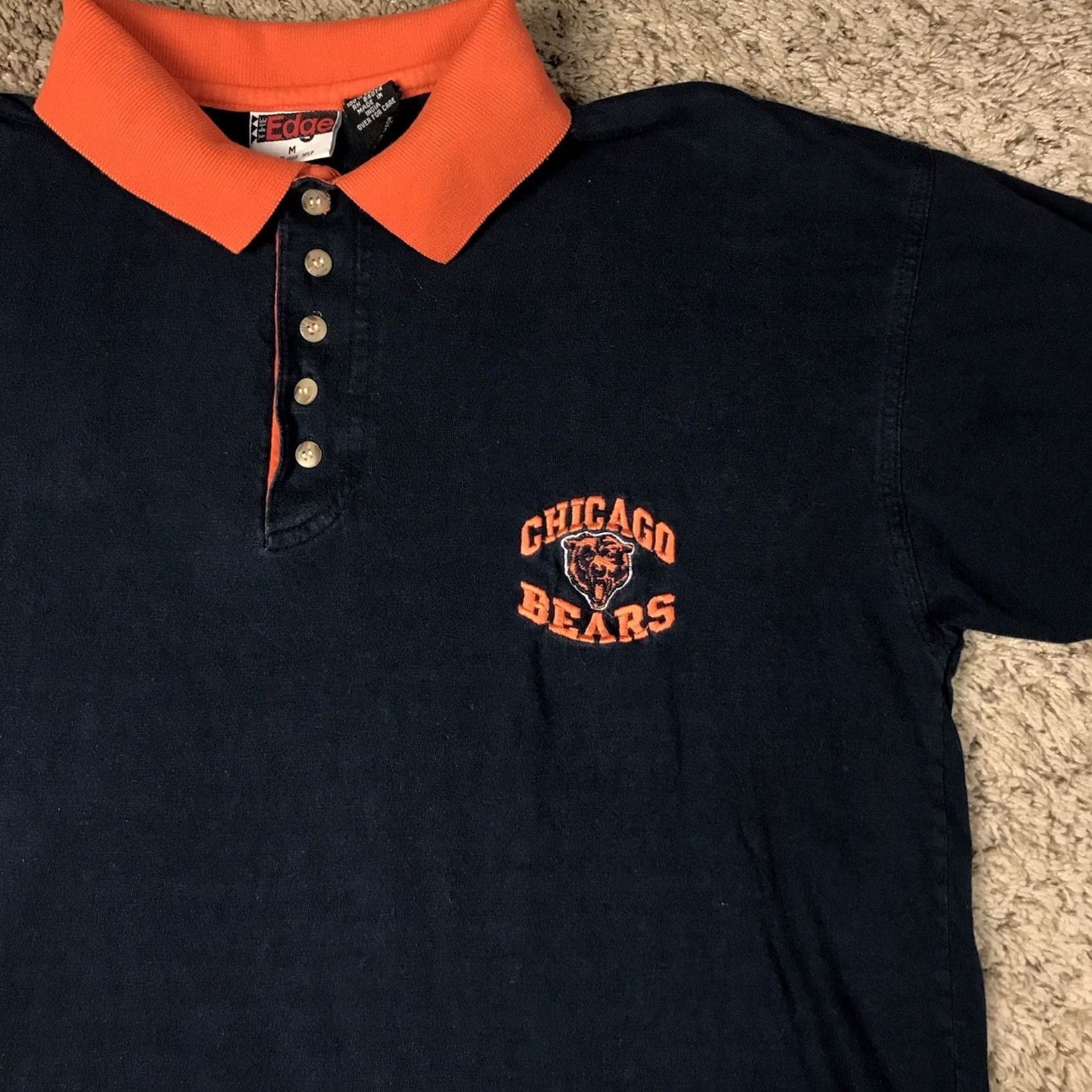 Vintage VINTAGE The Edge Chicago Bears Polo Shirt Mens M Navy Blue Embroidered Logo 1990s/1996 Football Brand The Edge Size US M / EU 48-50 / 2 - 6 Thumbnail