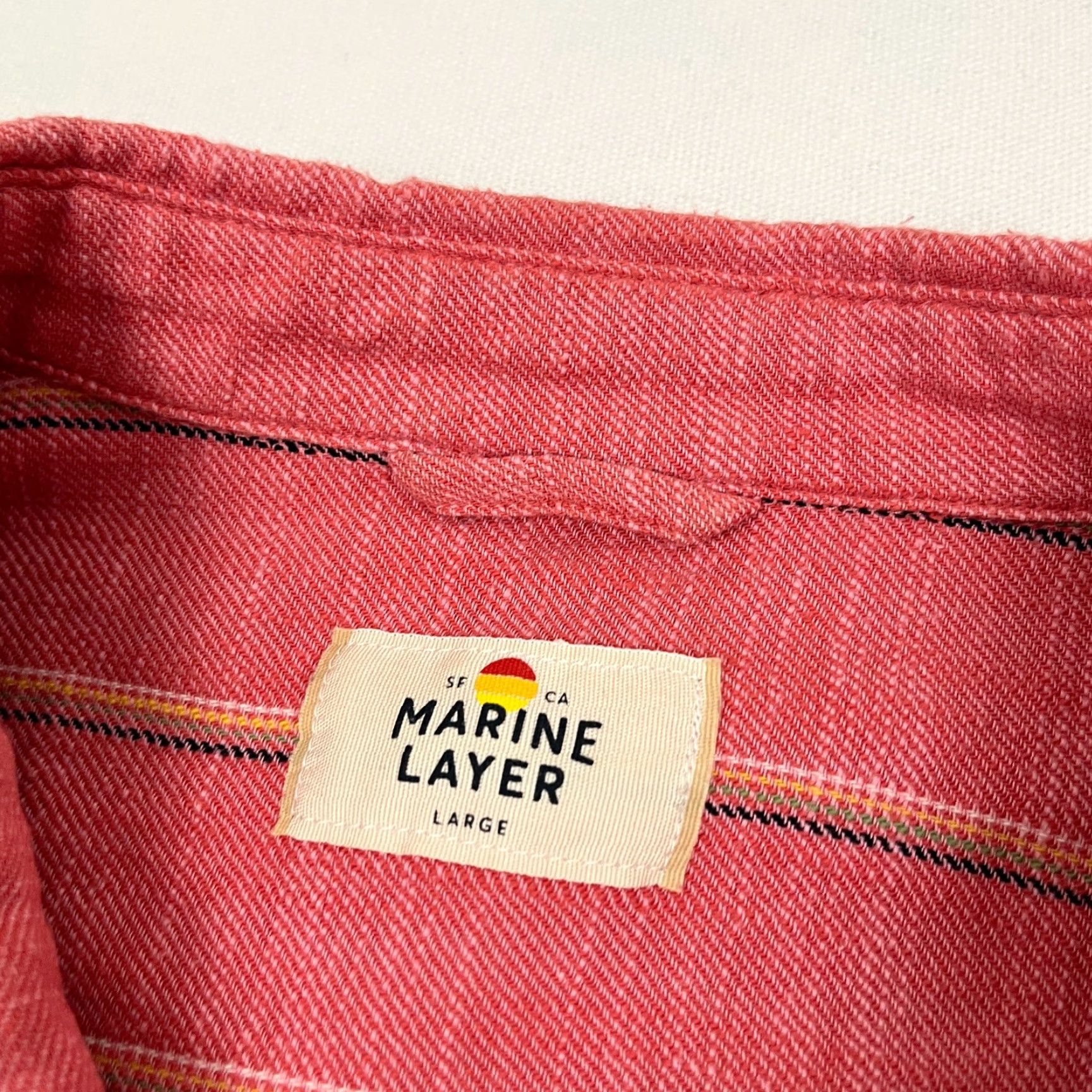 Marine Layer Marine Layer Shirt Mens L Red Pink Striped Button Up Summer Vacation Prep Size US L / EU 52-54 / 3 - 3 Thumbnail