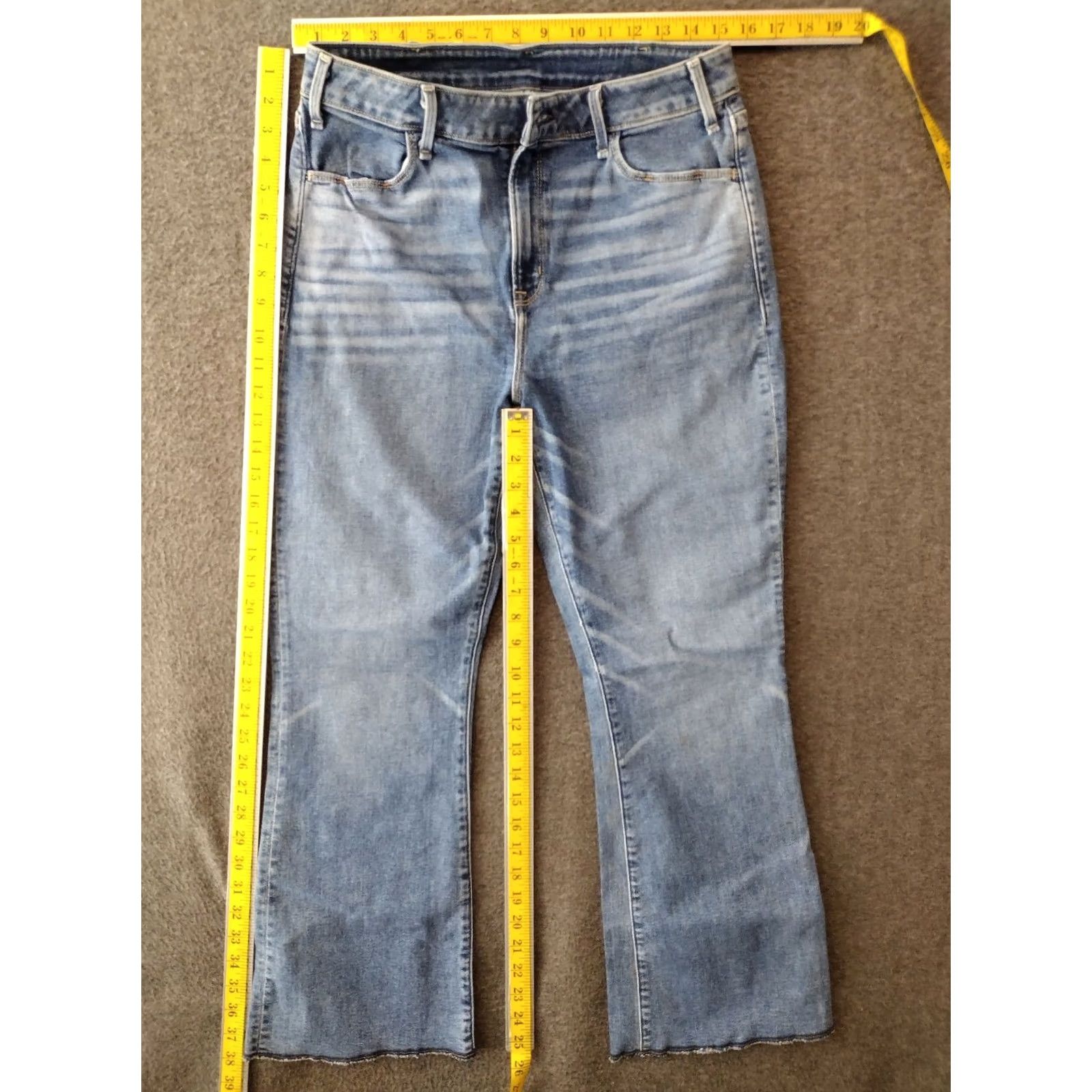 Vintage Unbranded Women's High Rise Cotton Denim Boot Crop Jeans 29 R Blue 90s Womens Jeans Size 29" - 4 Thumbnail