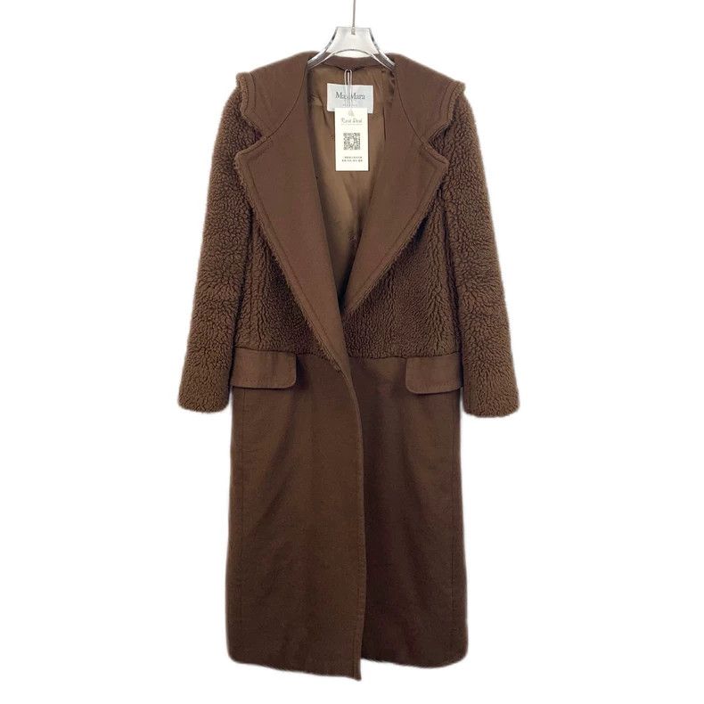 Max Mara Max Mara Dark coffee teddy wool patchwork coat Size XS / US 0-2 / IT 36-38 - 1 Thumbnail