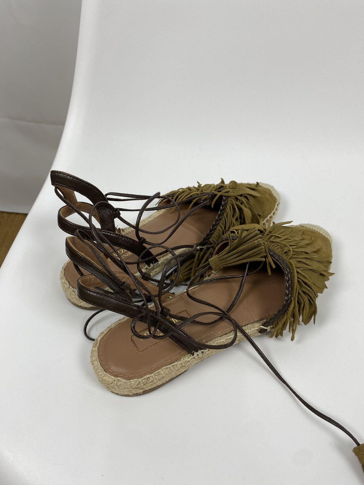 Aquazzura Aquazzura Pocahontas Fringed Suede Lace-Up Espadrille Flats Size US 7 / IT 37 - 12 Thumbnail