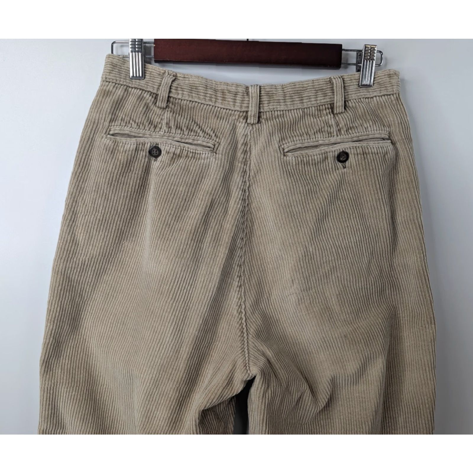 Greats Britches Mens 30x20 Beige Corduroy Cotton Pleated Pants Vintage Dress Pants Straight Leg XS? Size US 28 / EU 44 - 6 Thumbnail