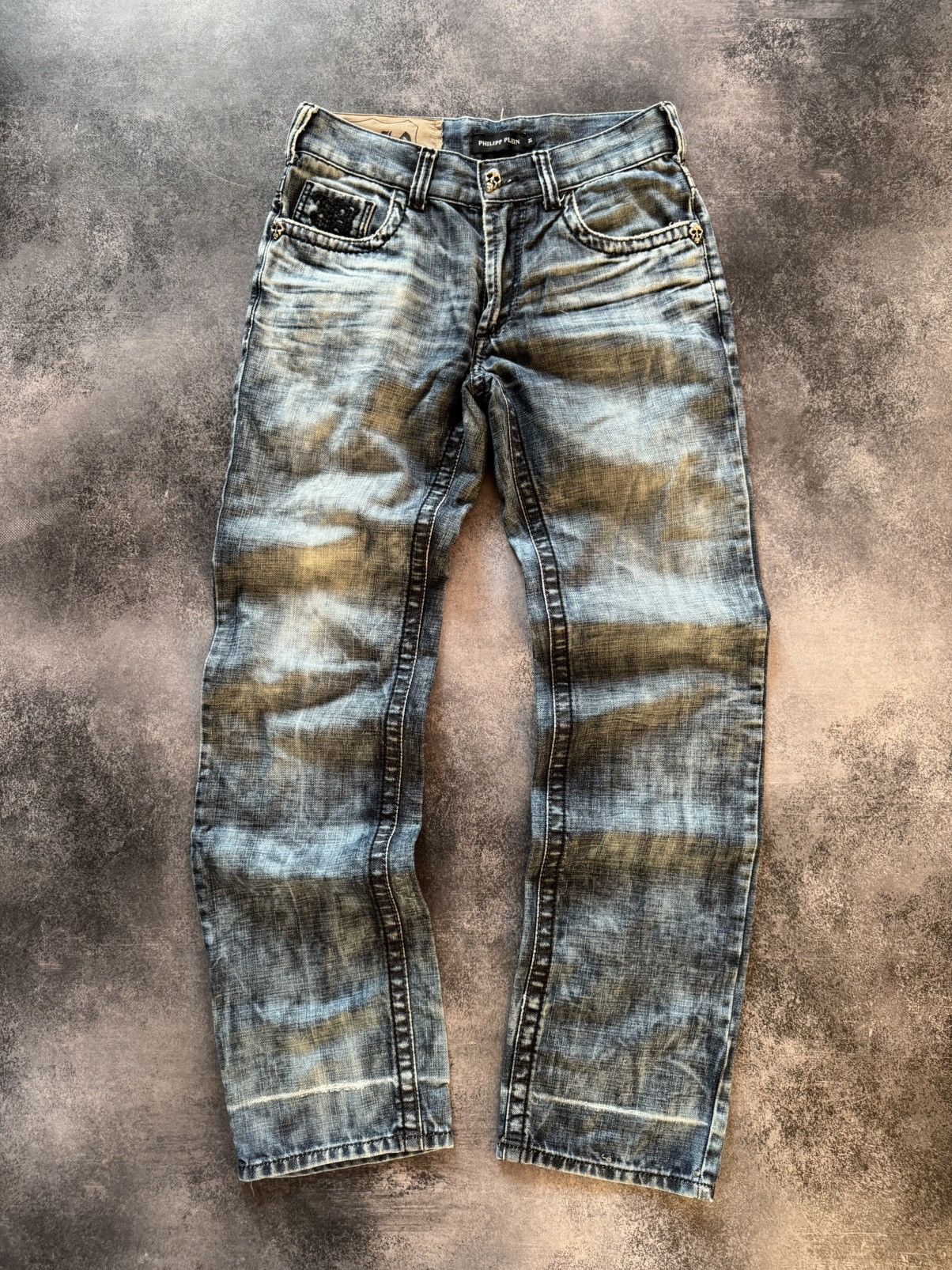 Vintage Philipp Plein Embroidered Pocket Flared Jeans