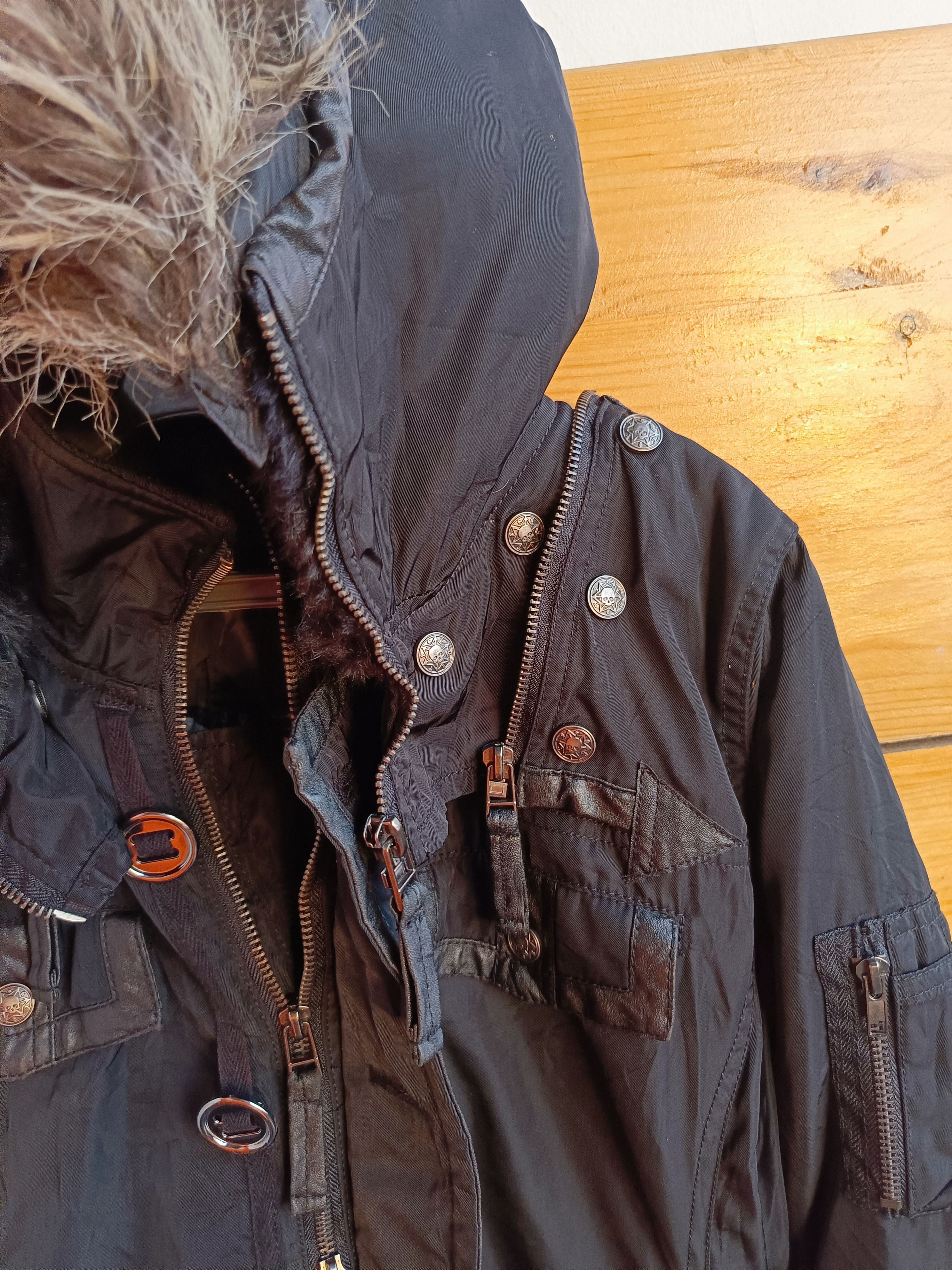 Yasuyuki Ishii Glitz LeatherxParachute BONDAGE FUR HOODED 2 ZIP GOTHIC PUNK Size US M / EU 48-50 / 2 - 8 Thumbnail