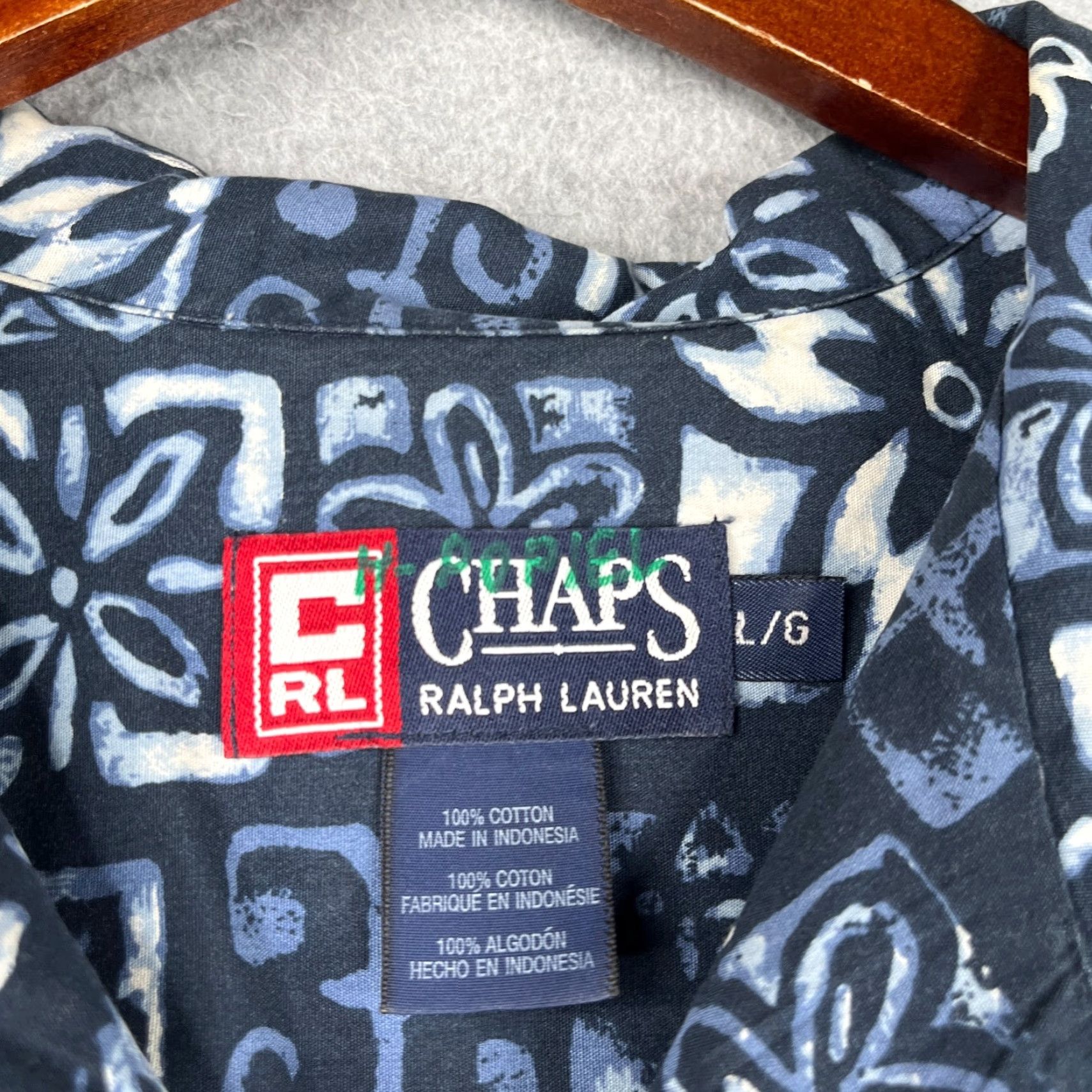 Chaps Chaps Ralph Lauren Tribal Hawaiian Print Shirt Camp Blue Casual Short Sleeve Shirt Mens L Blue Floral Hawaiian 90s? Size US L / EU 52-54 / 3 - 4 Thumbnail