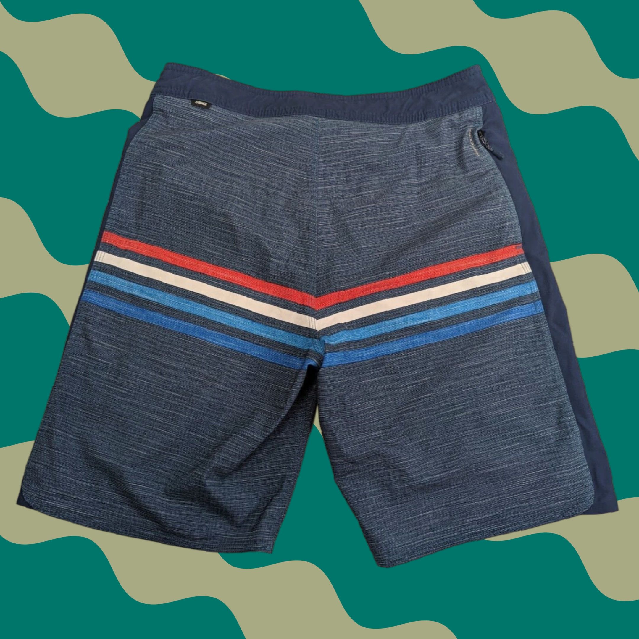 Rip Curl Rip Curl Board Shorts Men 32in Wide Stateside Mirage The Ultimate Hybrid Beach striped blue quick dry water-repellent cargo pocket 2000s Mens Size US 32 / EU 48 - 1 Thumbnail