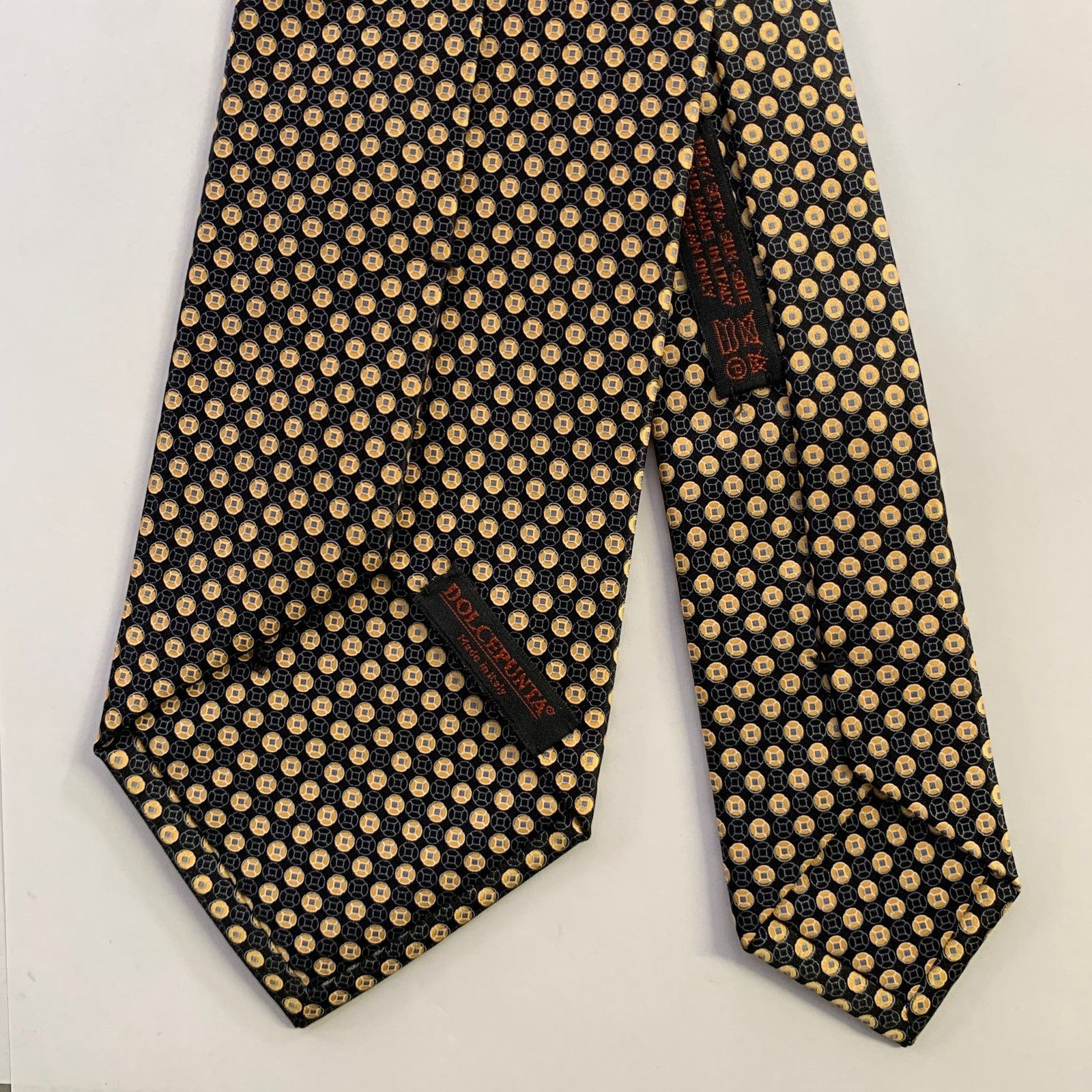 Dolcepunta DOLCEPUNTA Black Gold Foulard Dot Silk Tie Size ONE SIZE - 2 Thumbnail