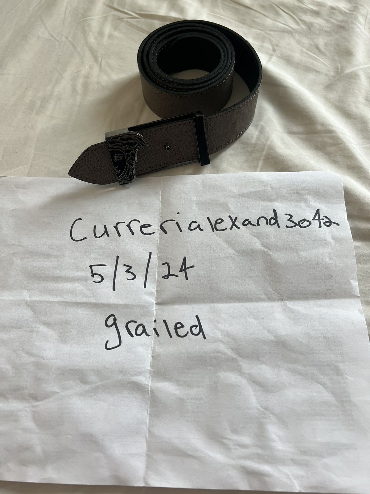 image of Versace Collection Belt in Grey, Men's (Size 32)