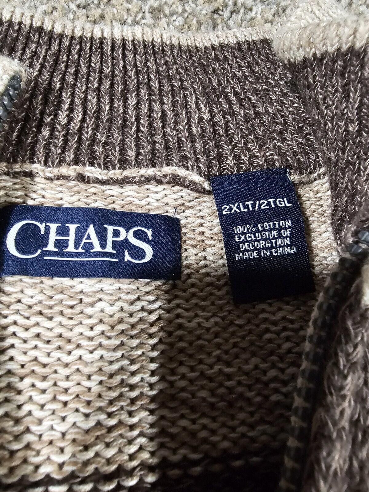 Chaps Chaps 2XLT Cog Twist Pullover Sweater 1/4 zip Brown Stripe Size US XXL / EU 58 / 5 - 3 Thumbnail