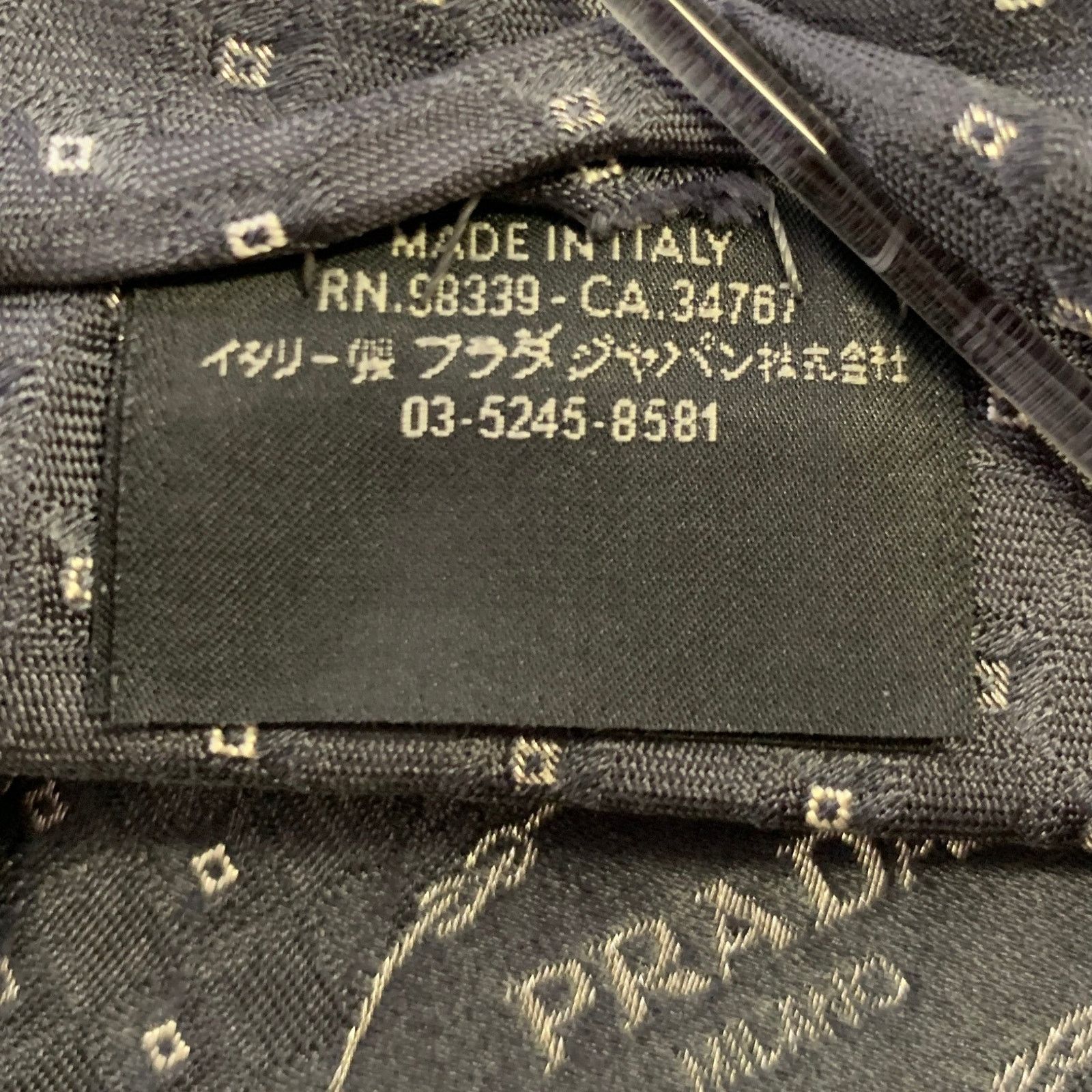 Prada PRADA Size One Size Grey White Diamond Tie Size ONE SIZE - 3 Thumbnail
