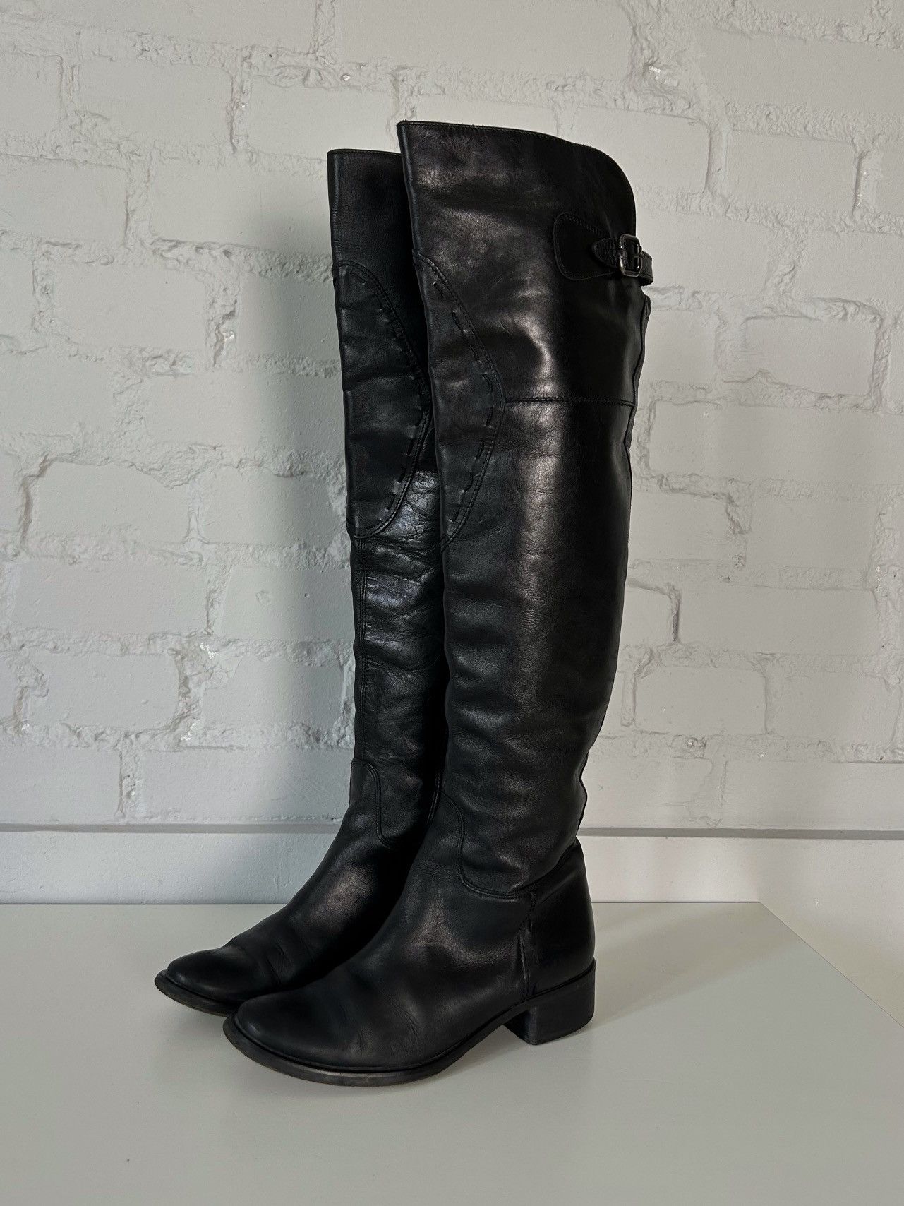 Vintage Vintage knee-high leather biker boots Size US 6 / IT 36 - 4 Thumbnail