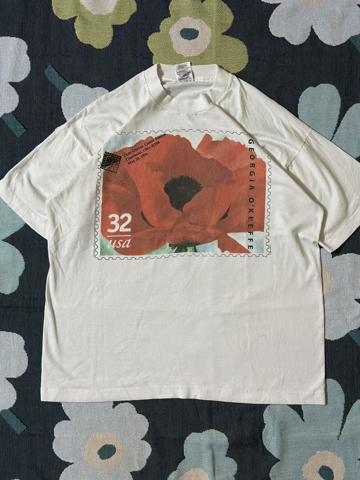 Fruit Of The Loom “ RED POPPY ” Georgia O’Keeffe(USPS Stamps Collection, 1996) Size US XL / EU 56 / 4 - 2 Thumbnail