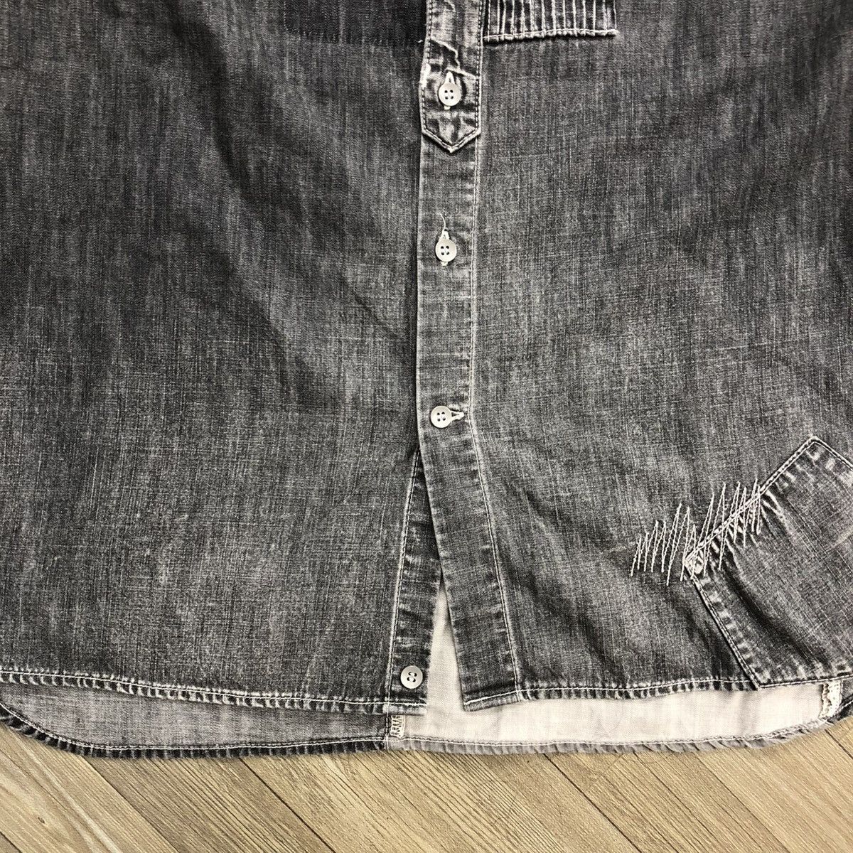 Japanese Brand × Maison MIHARA YASUHIRO Vintage Miharayasuhiro Sashiko Patchworks Washed Denim Shirt Size US L / EU 52-54 / 3 - 10 Thumbnail