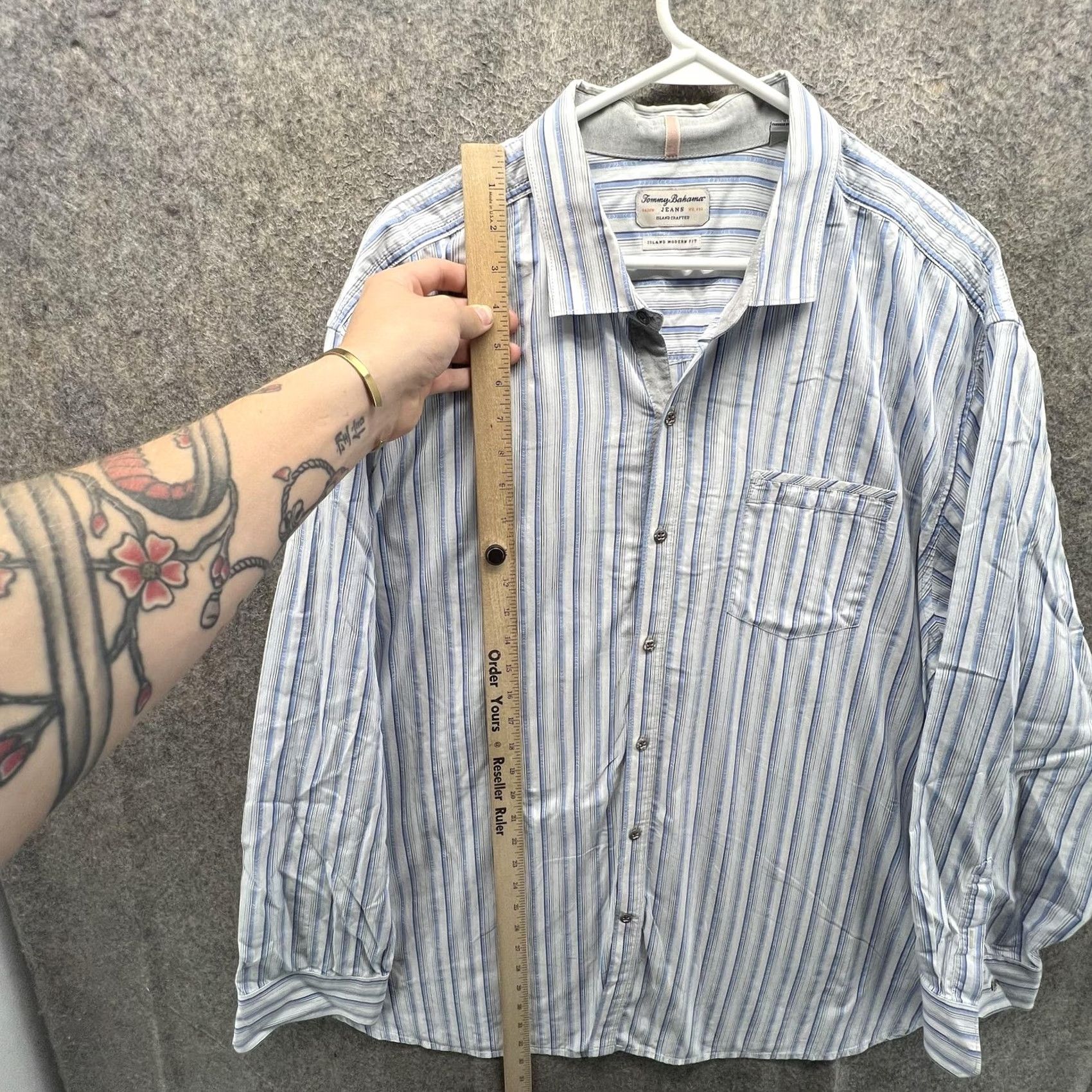 Tommy Bahama Tommy Bahama Jeans Shirt Mens 2XL Blue Stripe Long Sleeve Button Front Casual Size US XXL / EU 58 / 5 - 4 Thumbnail