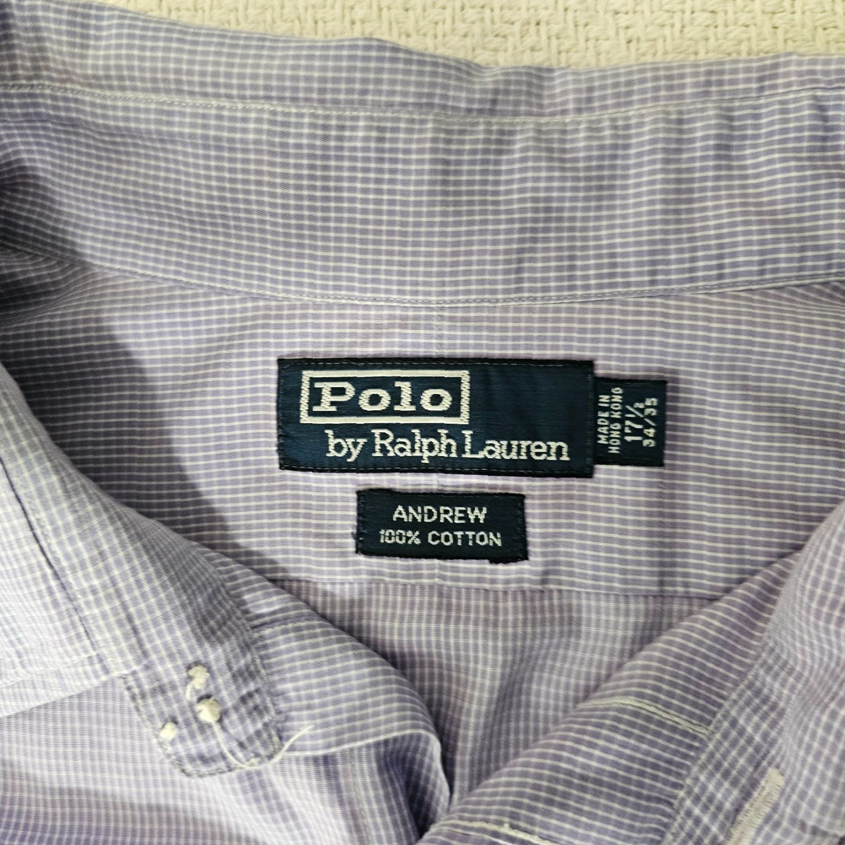 Polo Ralph Lauren VINTAGE Polo Ralph Lauren Button-Up Shirt Men 17.5 34 Purple Check Casual Preppy Pocketed 100% Cotton Mens Size US XXL / EU 58 / 5 - 2 Thumbnail