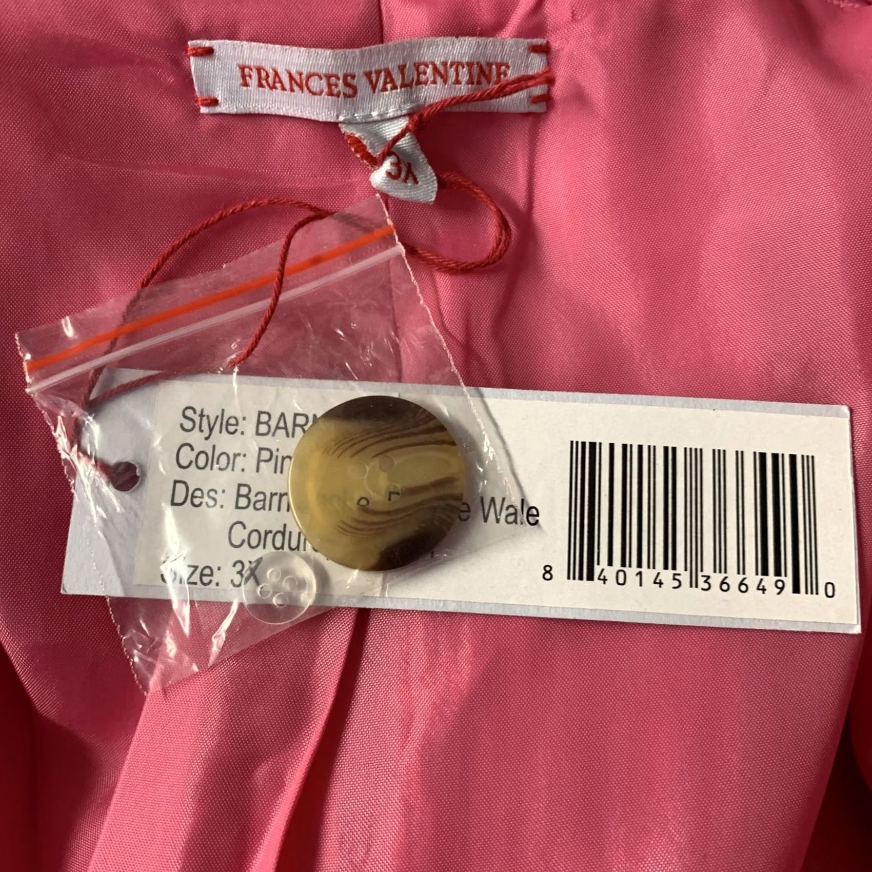 Valentino FRANCES VALENTINE Coat Size XXL Pink Cotton Corduroy Buttoned Size XXL / US 16-18 / IT 52-54 - 4 Thumbnail