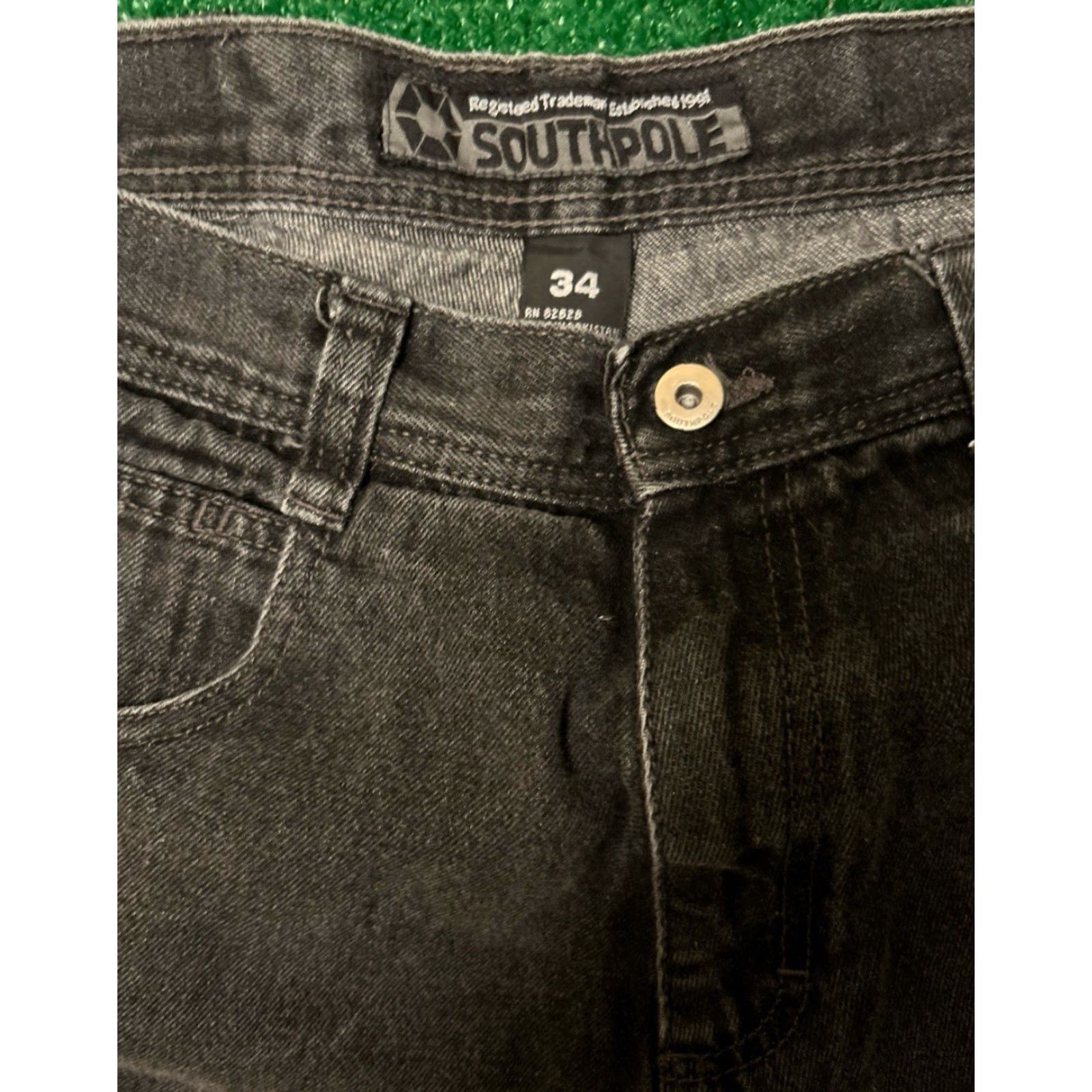 Southpole VINTAGE SouthPole Jeans Baggy Hip Hop Skater Grunge VTG Mens 34 Red Tab 34x30 Denim Black Wide-Leg Pockets Jeans Mens Size US 34 / EU 50 - 4 Thumbnail
