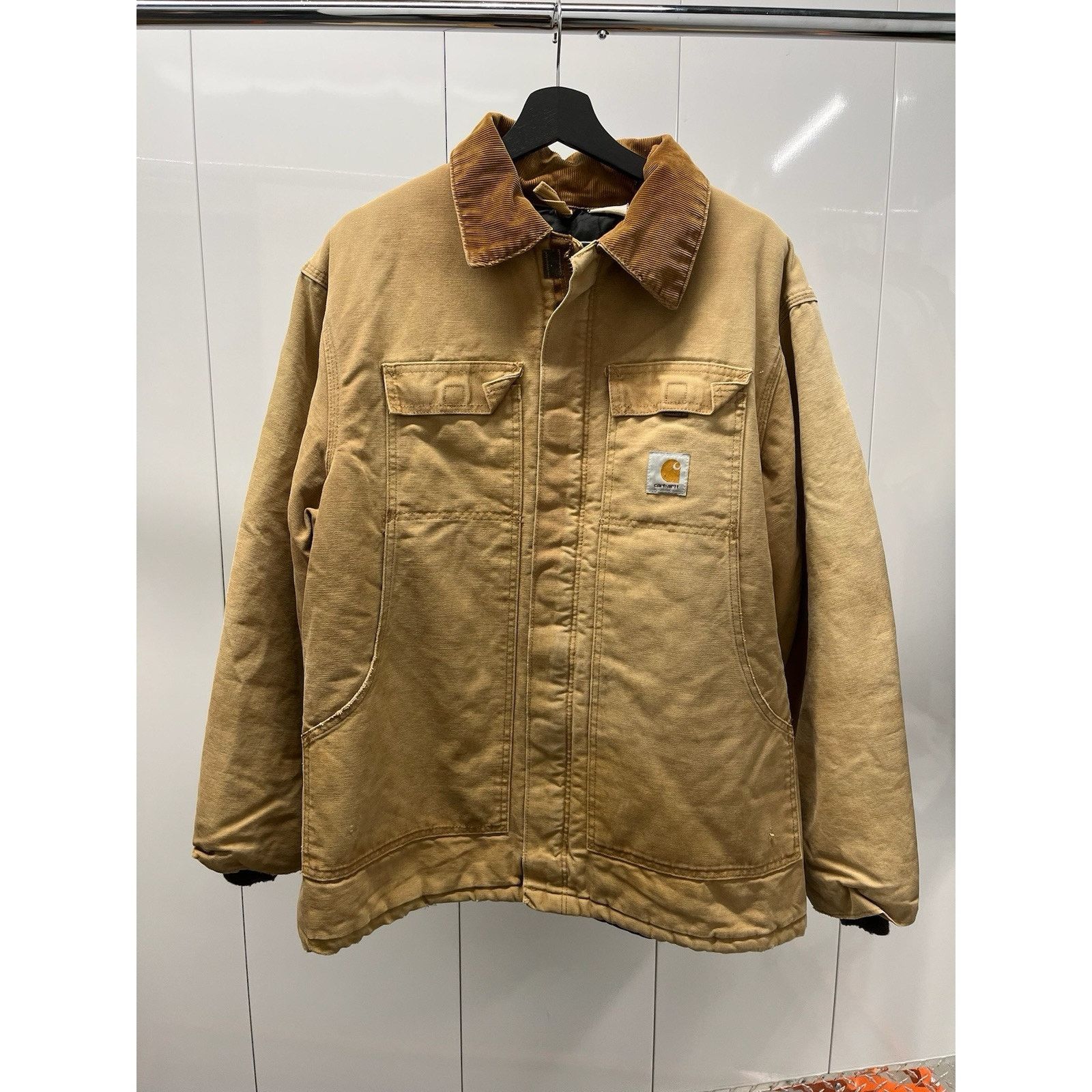 Carhartt Vintage Carhartt Jacket Mens XL 44 Beige Corduroy Collar Size US XL / EU 56 / 4 - 1 Thumbnail