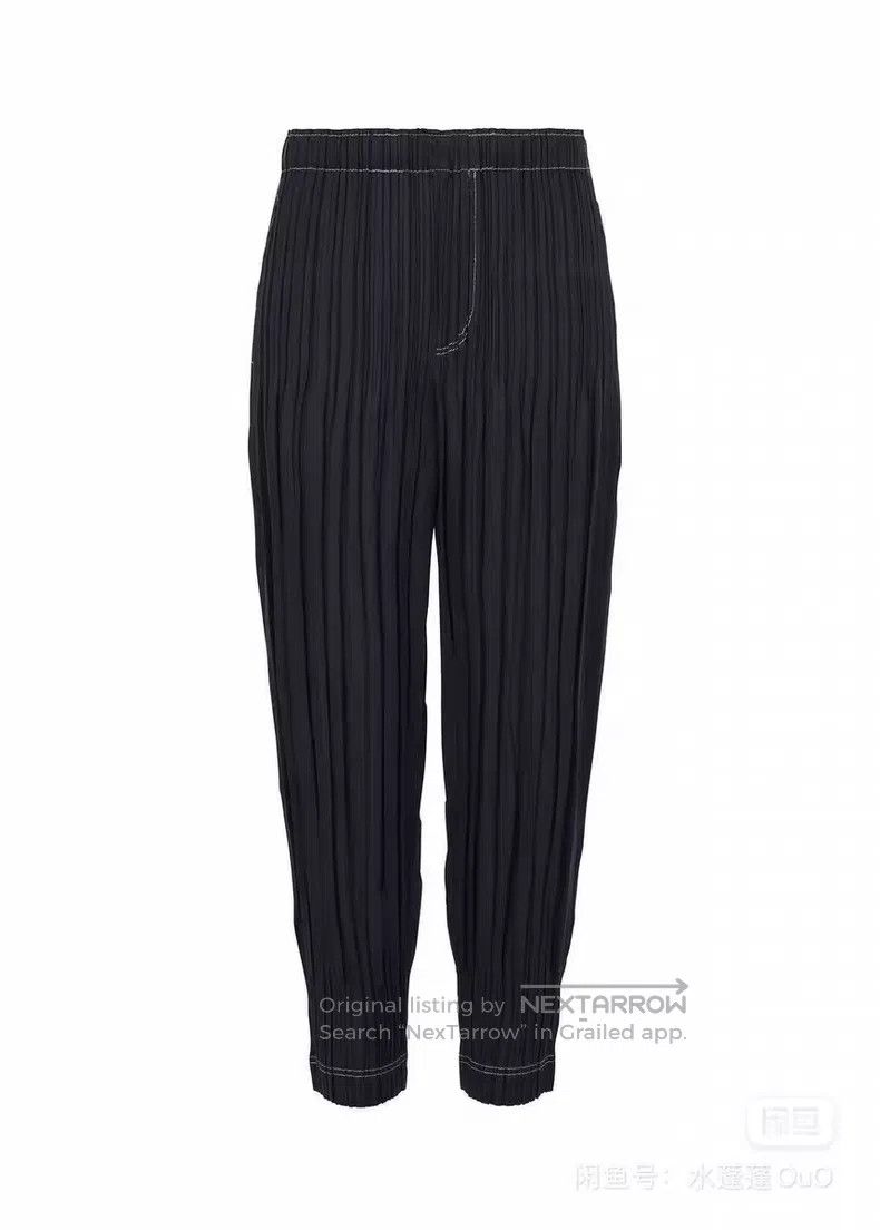 Issey Miyake Issey Miyake size:3 Blue-black denim ramie puff pants Size 22" - 1 Thumbnail