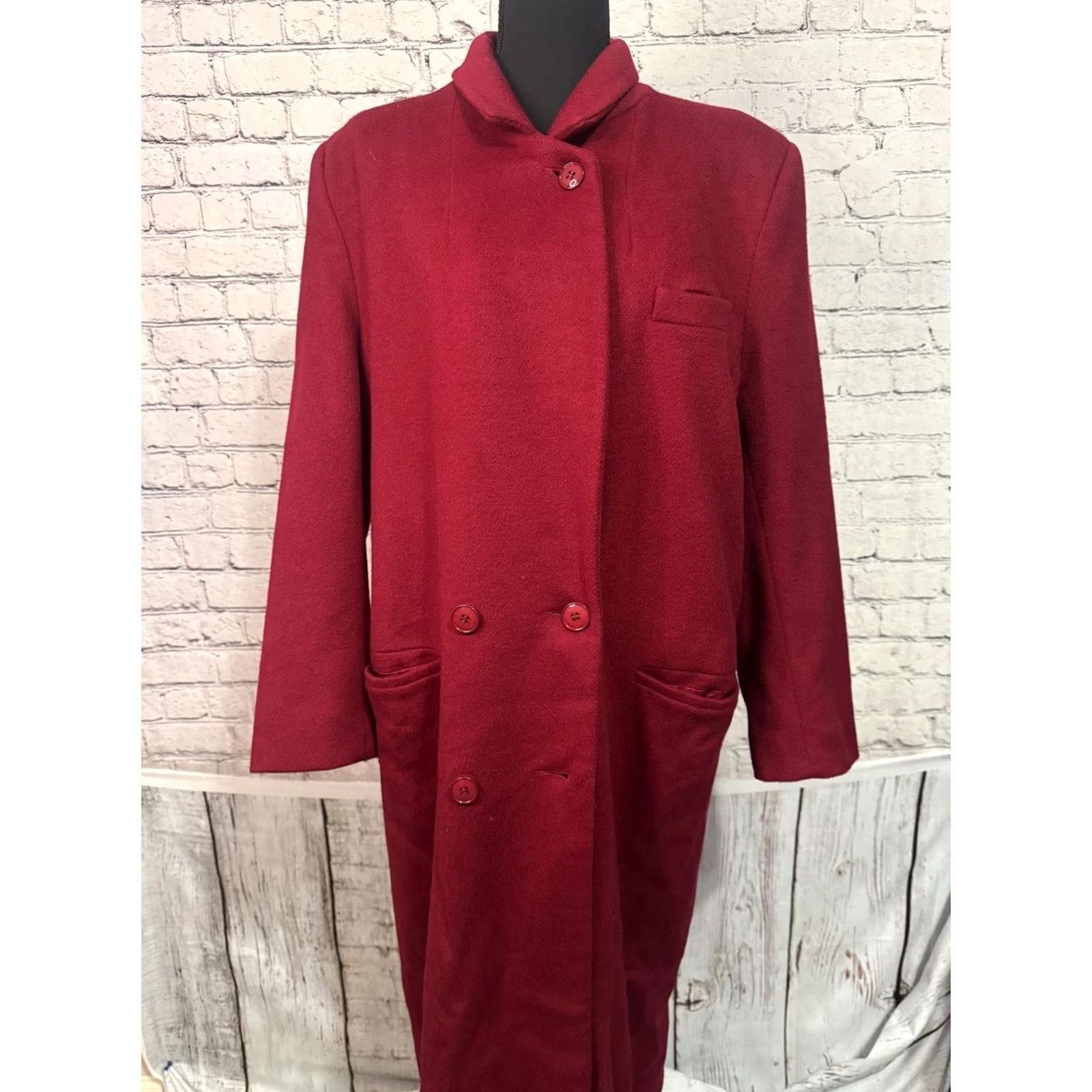 Vintage VINTAGE Kristen Blake Women's Long Coat Red Size 16 Wool Dress Coat Size XXL / US 16-18 / IT 52-54 - 6 Thumbnail