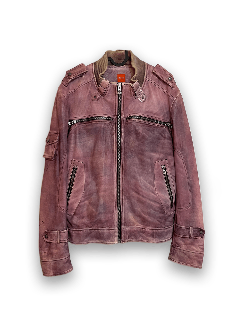 Hugo Boss HUGO BOSS Leather Pink Wash Biker Size US M / EU 48-50 / 2 - 1 Thumbnail