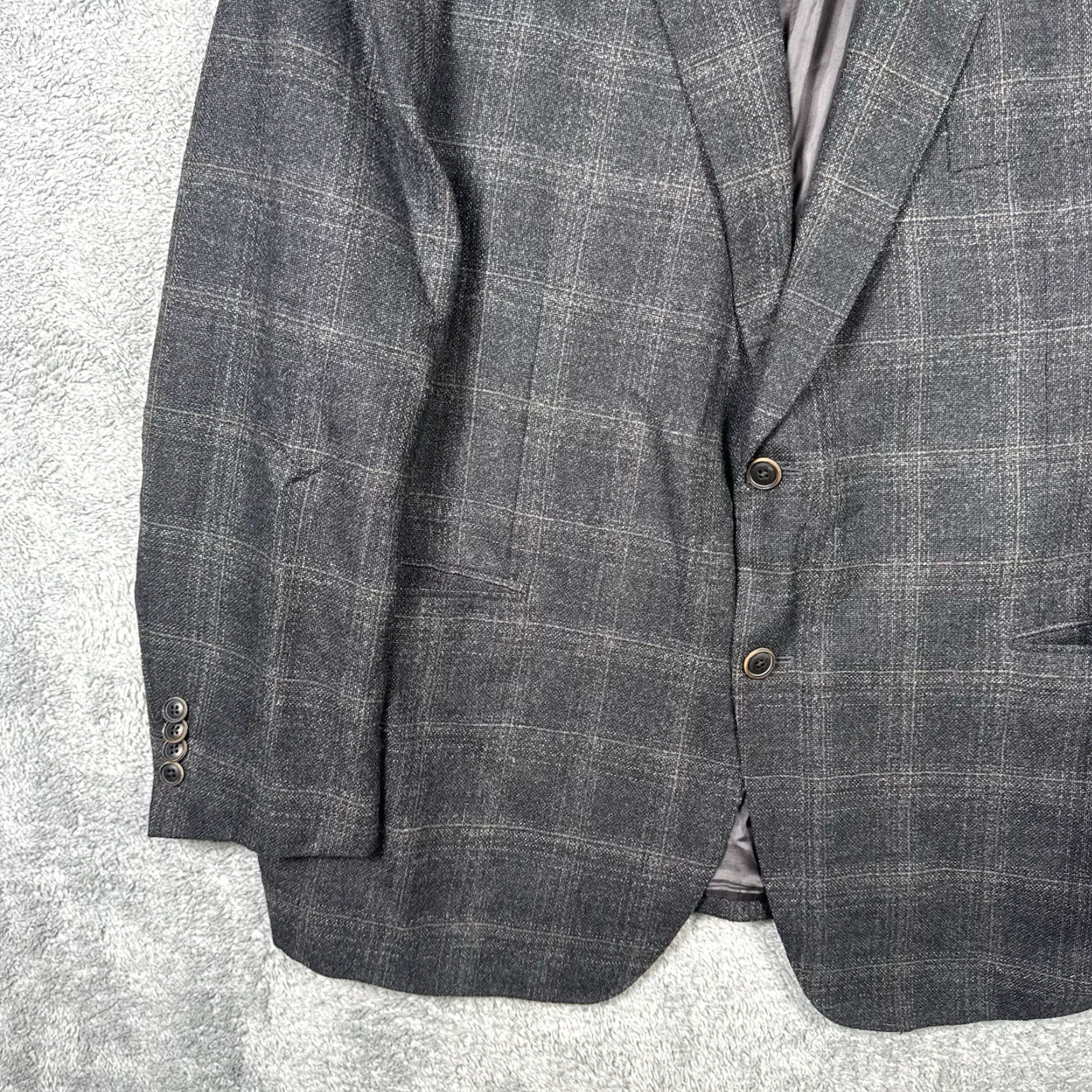 Vintage Samuelsohn Blazer Men 46R Wool Tweed Notch Lapel Single-Breasted Two-Button Black 1923 SB Garner Italy Vintage/Business/Formal Jacket Coat Medium? Size 46R - 5 Thumbnail