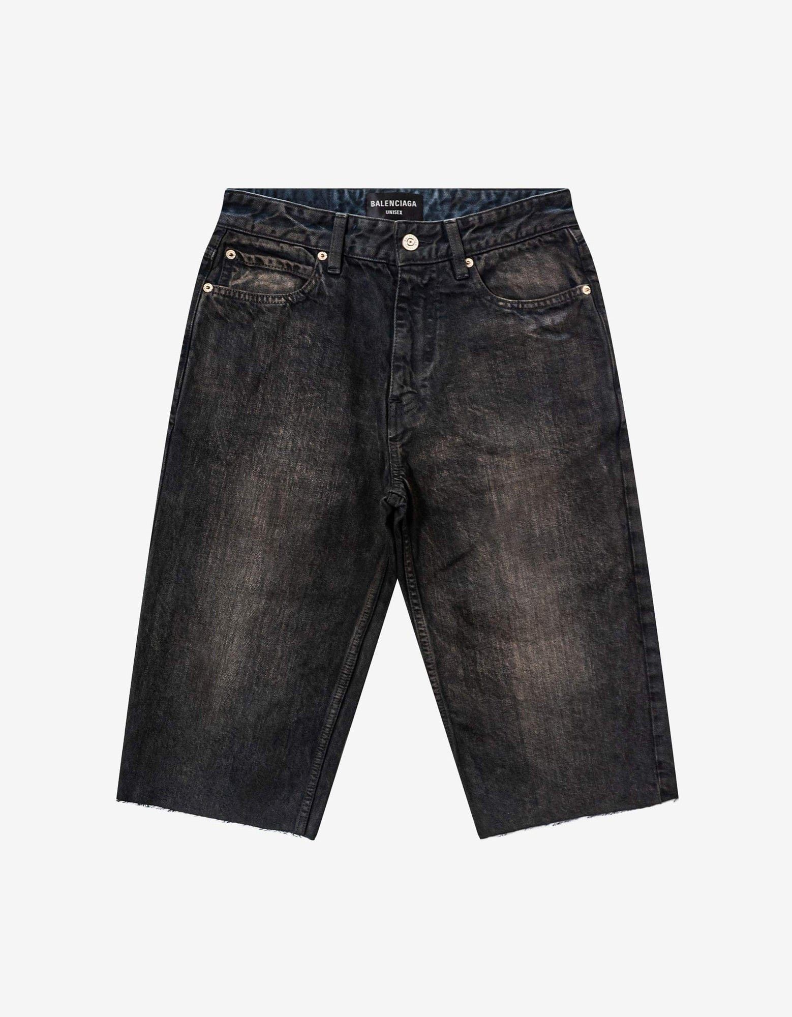 image of Balenciaga Dark Brown Slim Denim Shorts, Men's (Size 30)