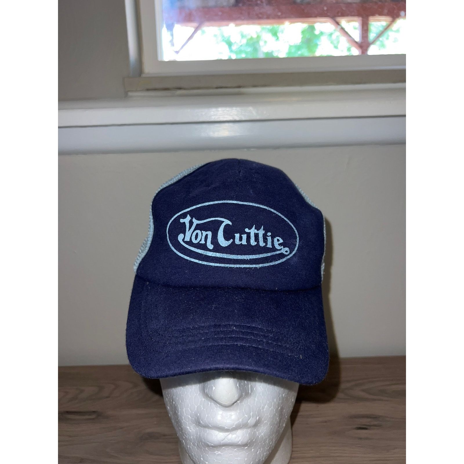 Vintage Y2K Von Cuttie Blue Trucker Hat Headwear Designer Spoof OS Size ONE SIZE - 1 Thumbnail