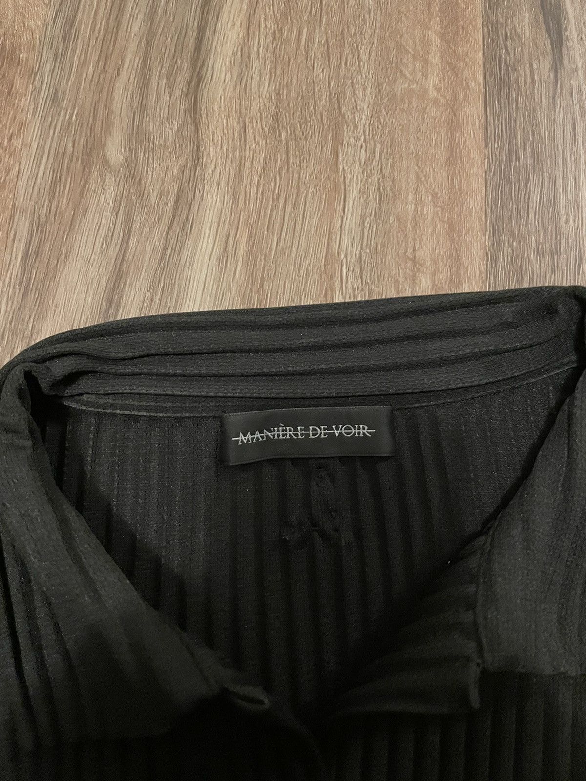 Maniere De Vior Maniere De Voir Black Pleated Button Shirt Size US L / EU 52-54 / 3 - 6 Thumbnail
