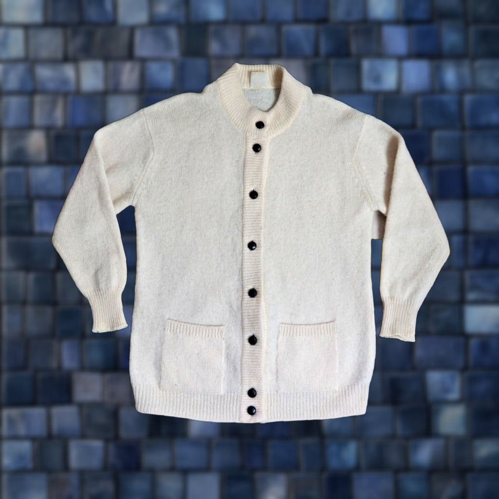 Vintage VTG 60s 70s Cream Wool Button Pocket Fisherman Cardigan Grandpa Sweater Mens M Shirt Size US M / EU 48-50 / 2 - 1 Thumbnail
