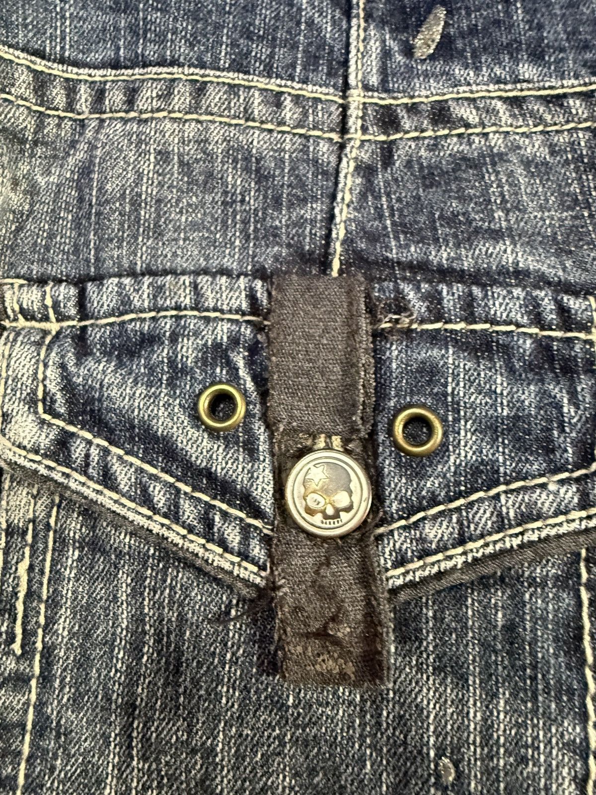 5351 POUR LES HOMMES × Japanese Brand × Le Grande Bleu (L.G.B.) Ba-Tsu Studio Kevlar Paint glitter Heavy Wash Jeans Size US 27 - 21 Thumbnail