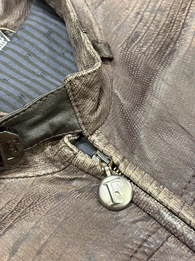 Gianfranco Ferre 2000s Gianfranco Ferré Biker Textured Brown Leather Jacket Size US S / EU 44-46 / 1 - 8 Thumbnail