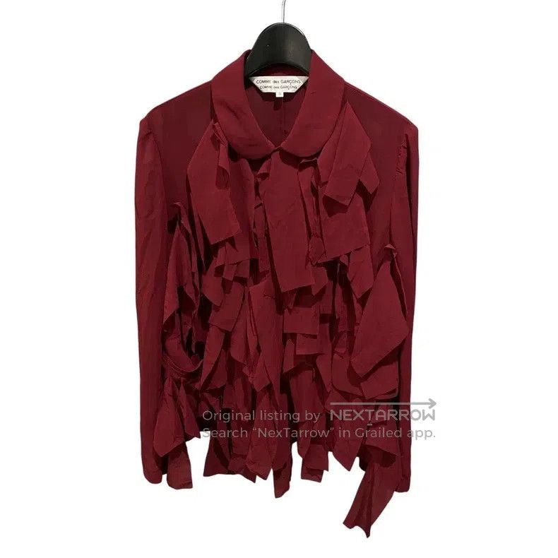 Comme des Garcons Comme Des Garcons Maroon Cascading Hem Collar Shirt Size S / US 4 / IT 40 - 1 Thumbnail